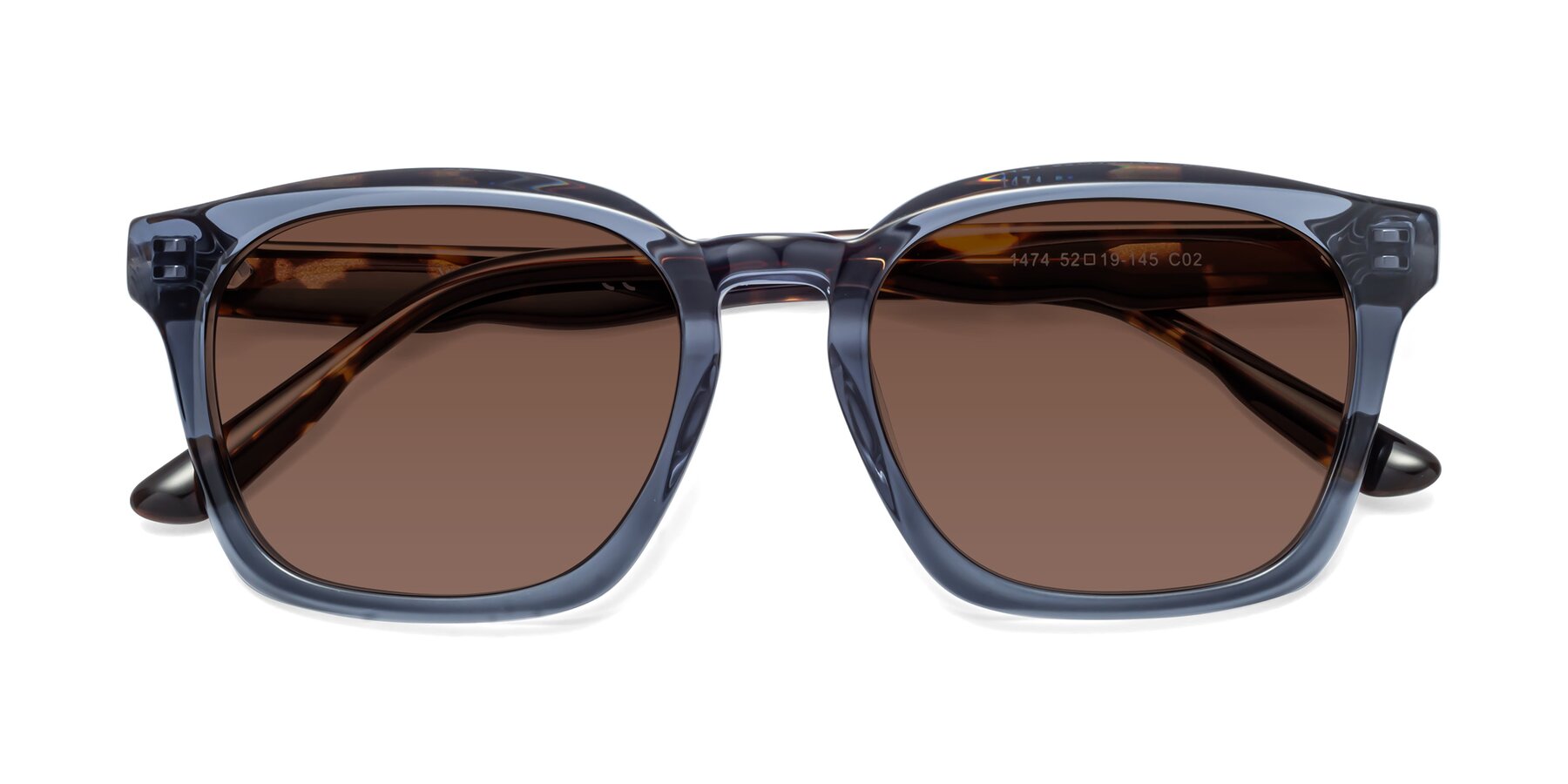 Folded Front of 1474 in Faded Blue with Brown Tinted Lenses