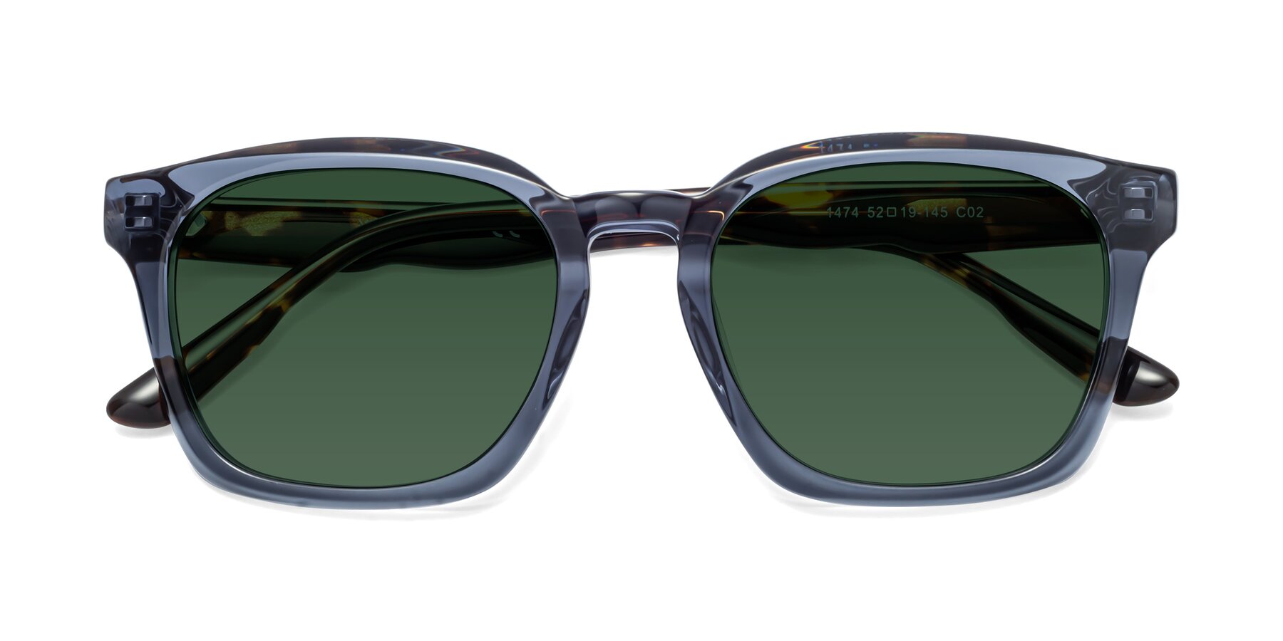 Folded Front of 1474 in Faded Blue with Green Tinted Lenses