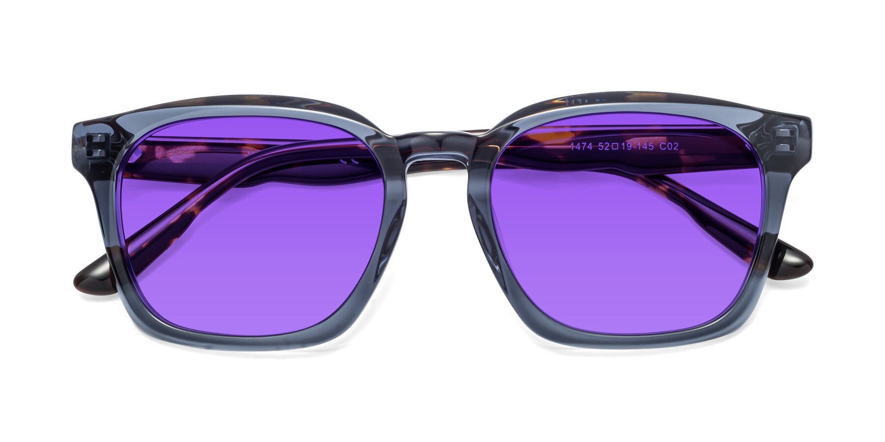 Folded Front of 1474 in Faded Blue with Purple Tinted Lenses
