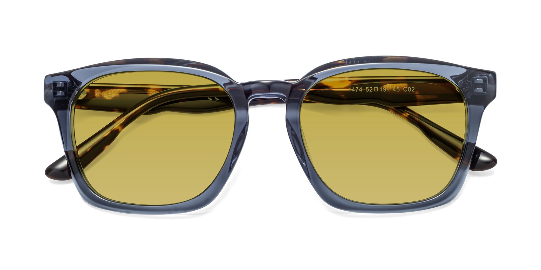 Folded Front of 1474 in Faded Blue with Champagne Tinted Lenses
