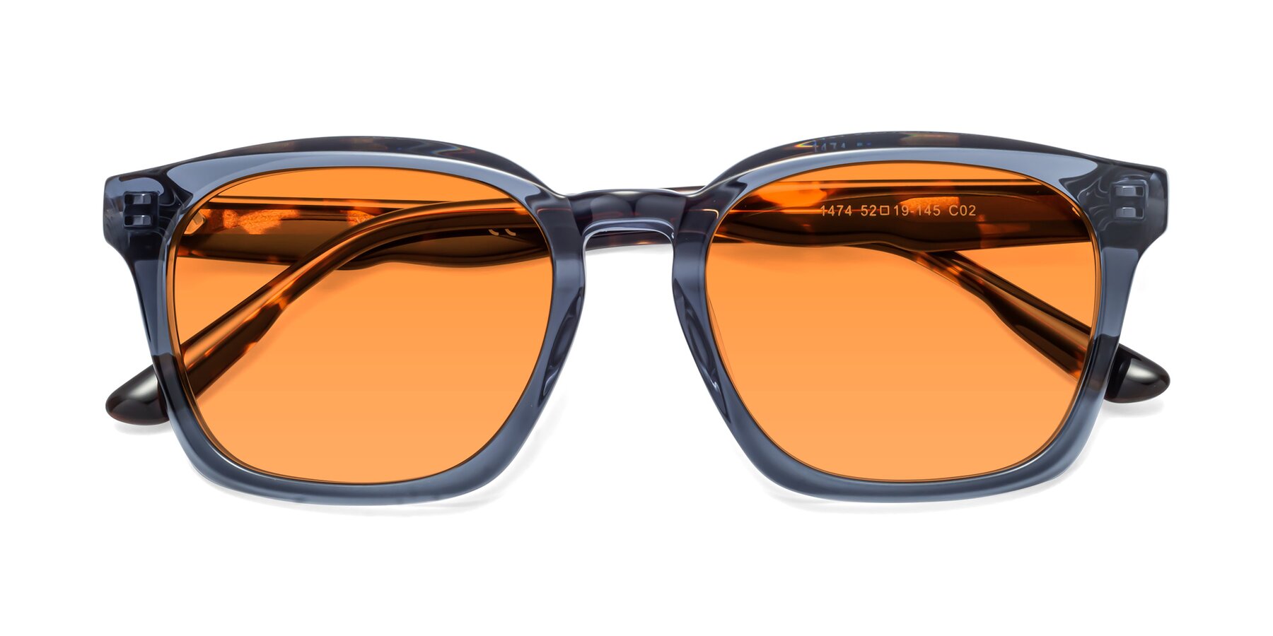 Folded Front of 1474 in Faded Blue with Orange Tinted Lenses