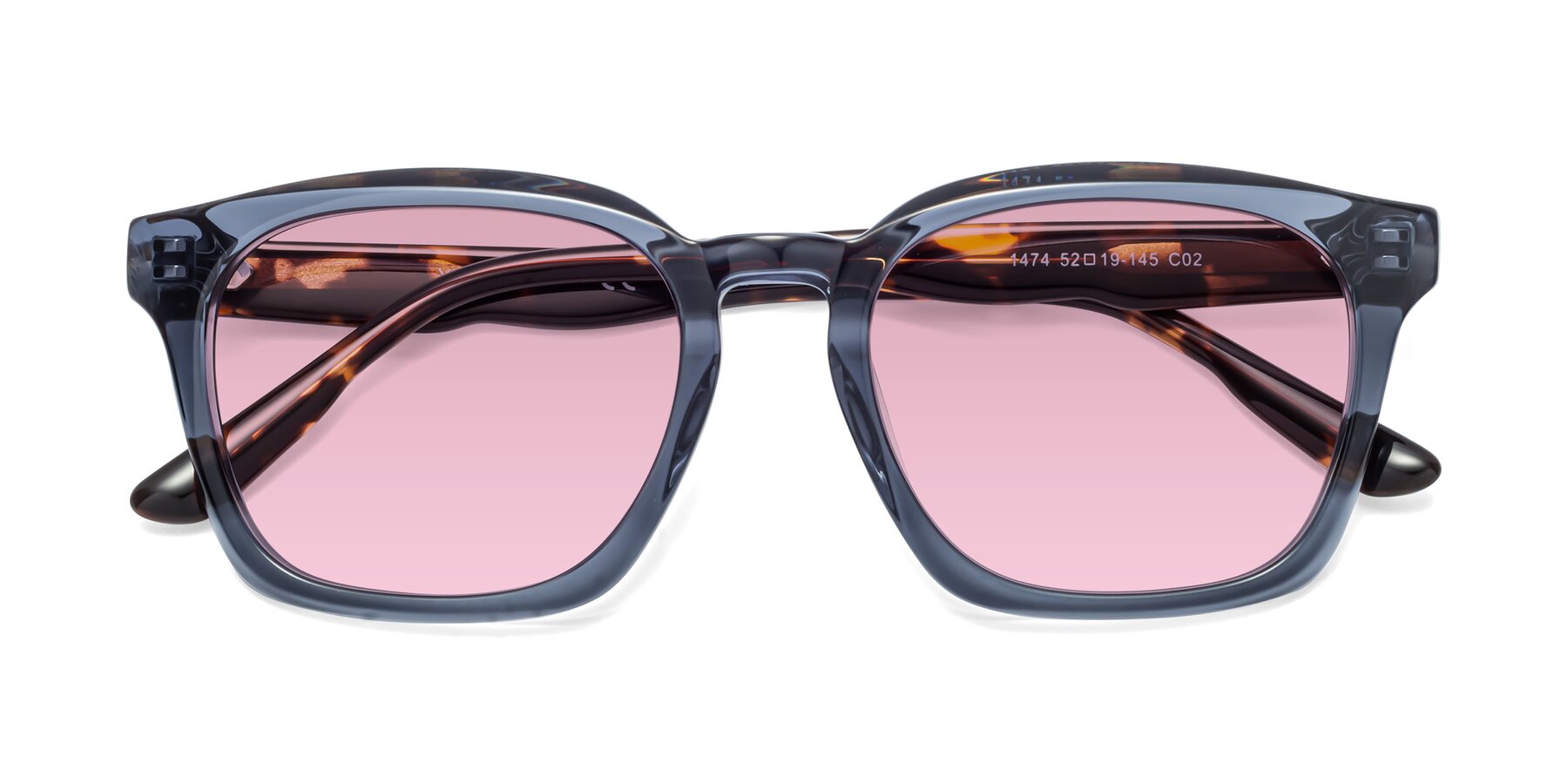 Folded Front of 1474 in Faded Blue with Light Wine Tinted Lenses