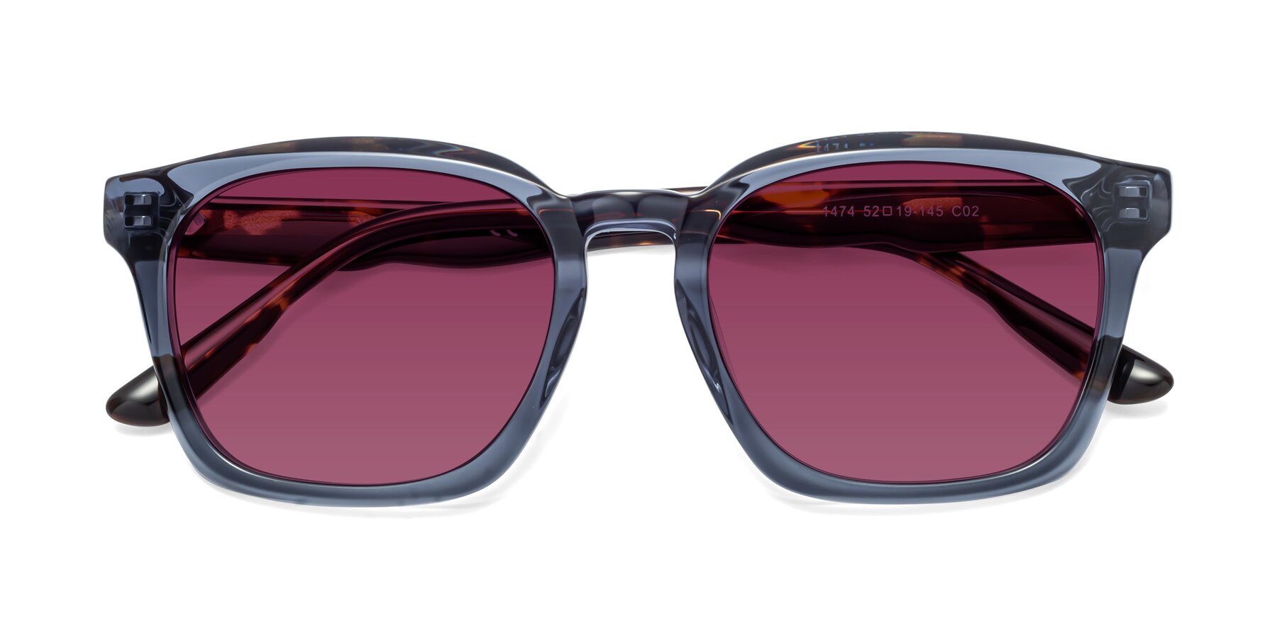 Folded Front of 1474 in Faded Blue with Wine Tinted Lenses