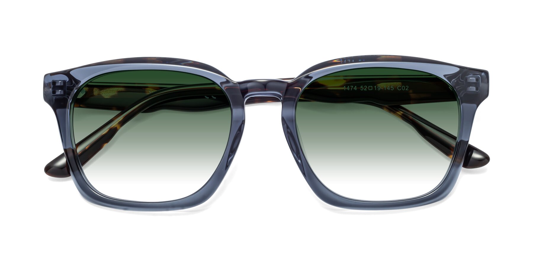 Folded Front of 1474 in Faded Blue with Green Gradient Lenses
