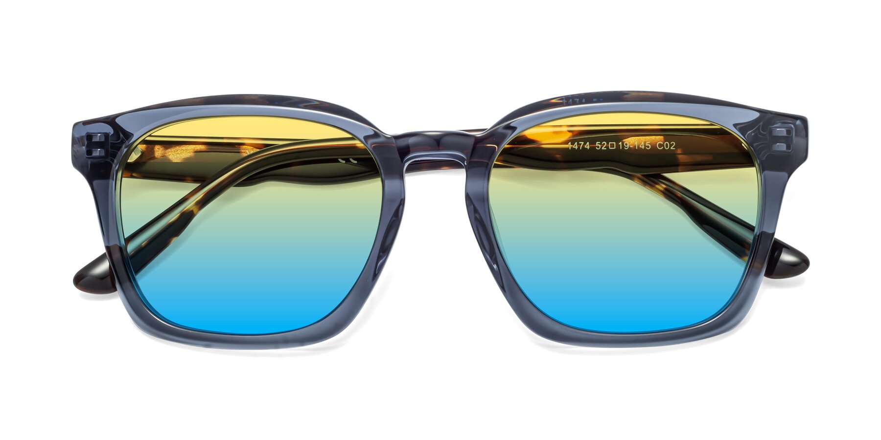 Folded Front of 1474 in Faded Blue with Yellow / Blue Gradient Lenses