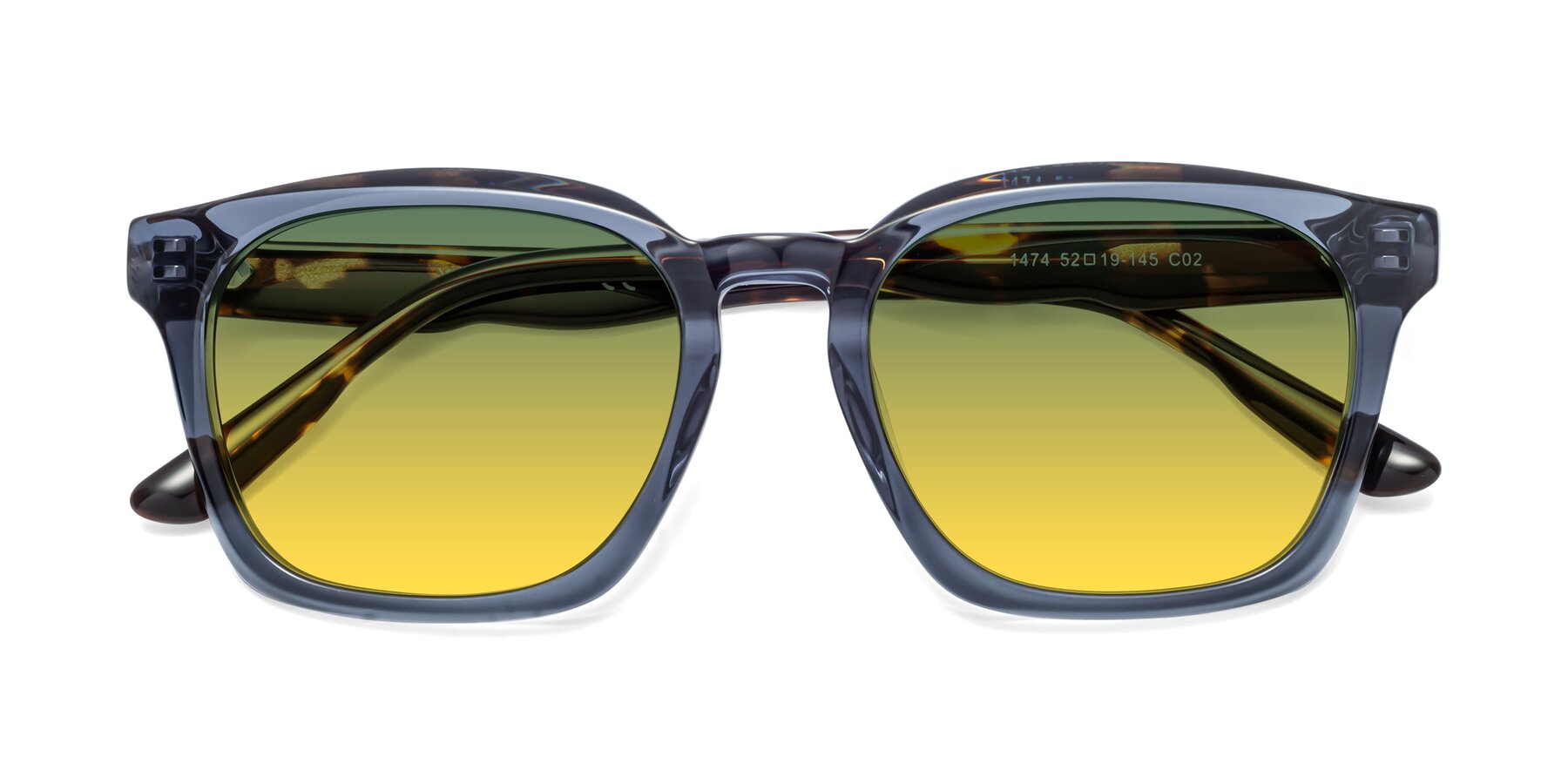 Folded Front of 1474 in Faded Blue with Green / Yellow Gradient Lenses