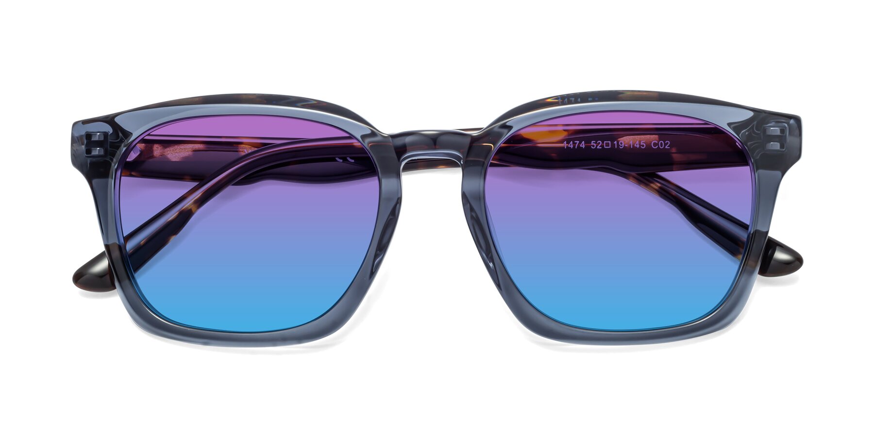 Folded Front of 1474 in Faded Blue with Purple / Blue Gradient Lenses