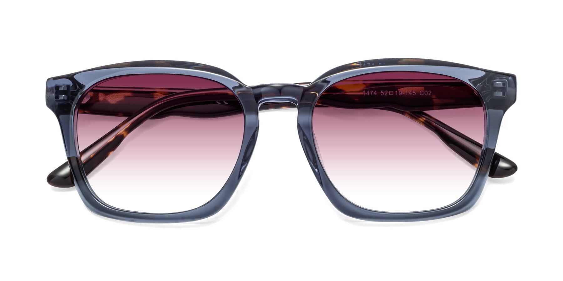 Folded Front of 1474 in Faded Blue with Wine Gradient Lenses