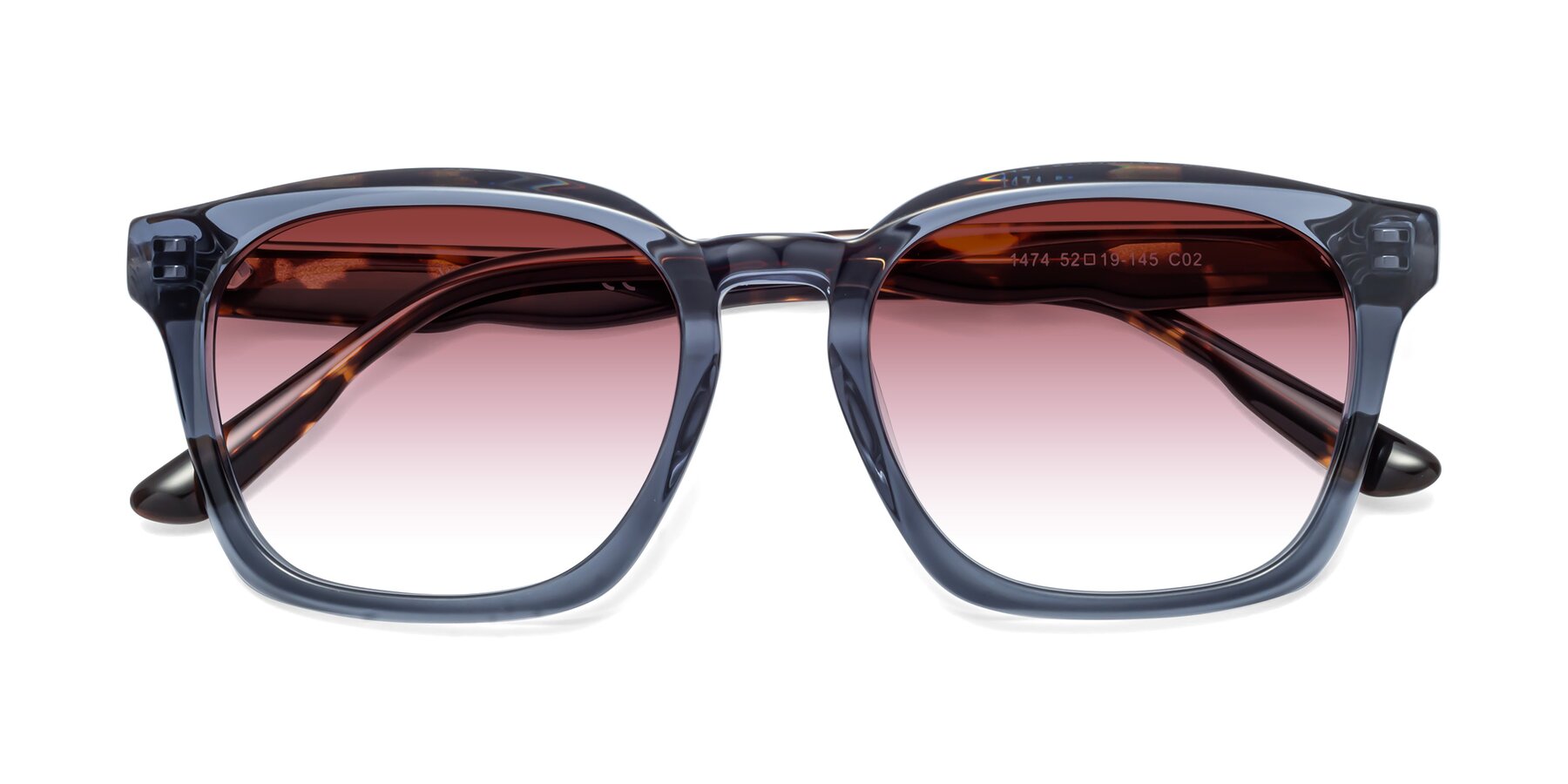 Folded Front of 1474 in Faded Blue with Garnet Gradient Lenses