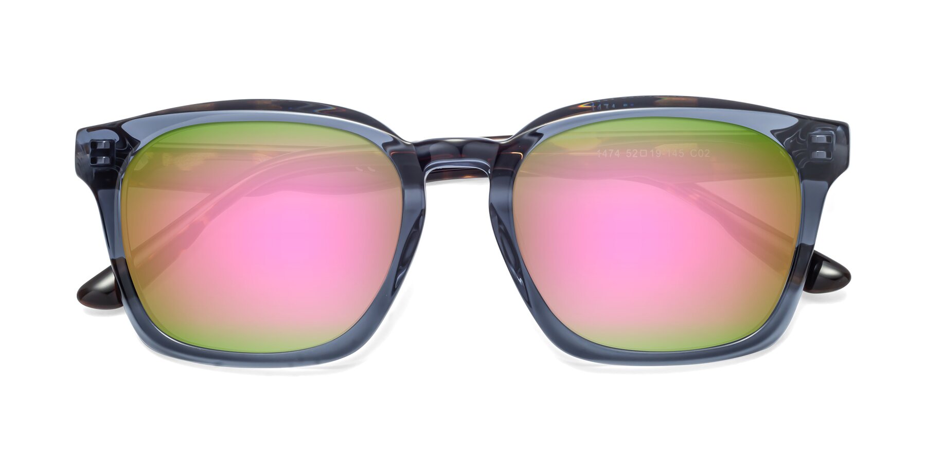Folded Front of 1474 in Faded Blue with Pink Mirrored Lenses