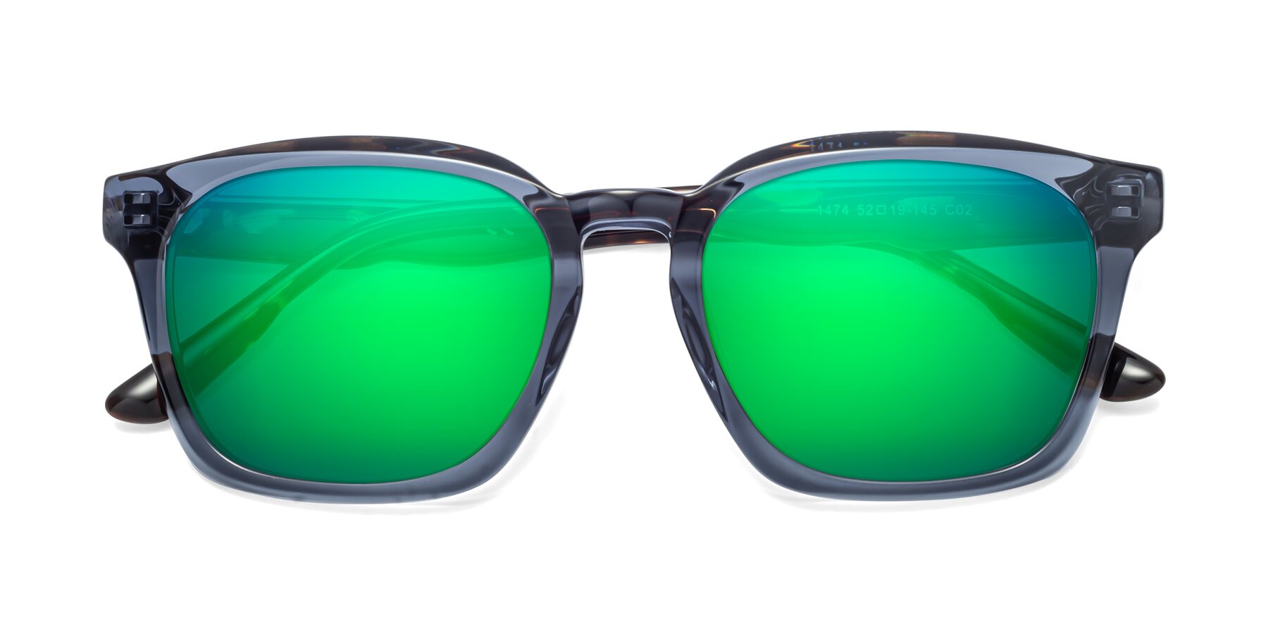 Folded Front of 1474 in Faded Blue with Green Mirrored Lenses