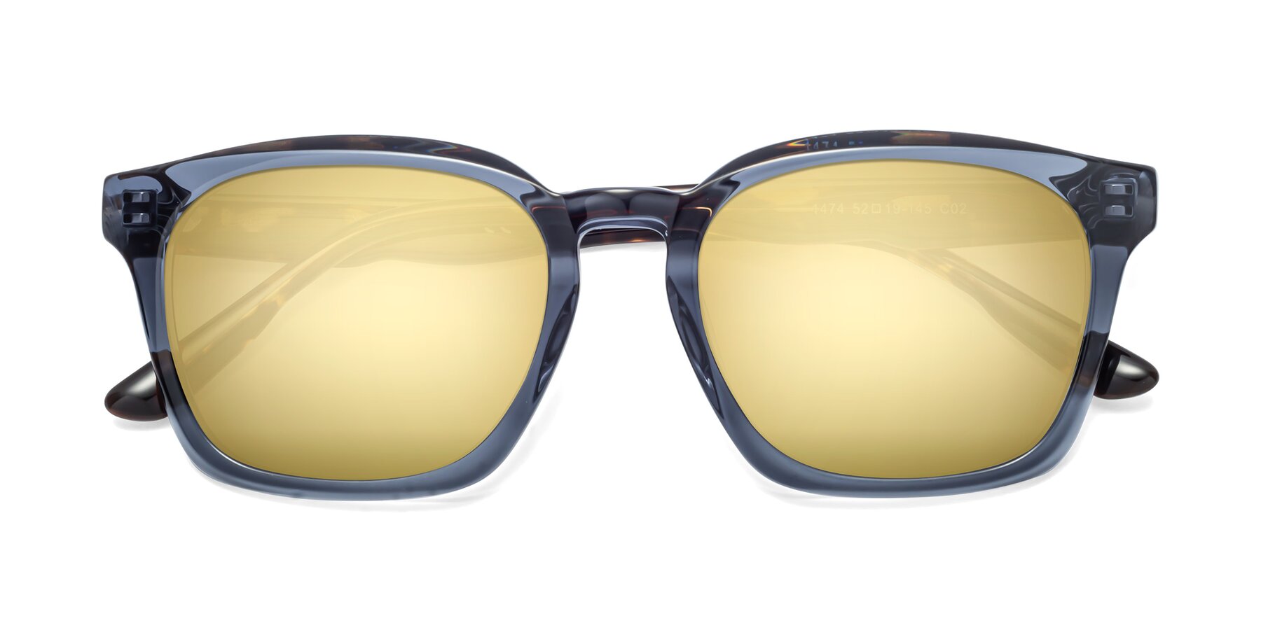 Folded Front of 1474 in Faded Blue with Gold Mirrored Lenses