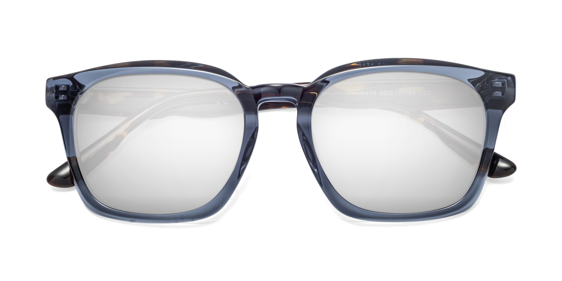 Folded Front of 1474 in Faded Blue with Silver Mirrored Lenses