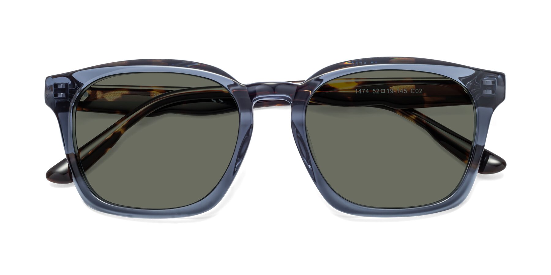 Folded Front of 1474 in Faded Blue with Gray Polarized Lenses