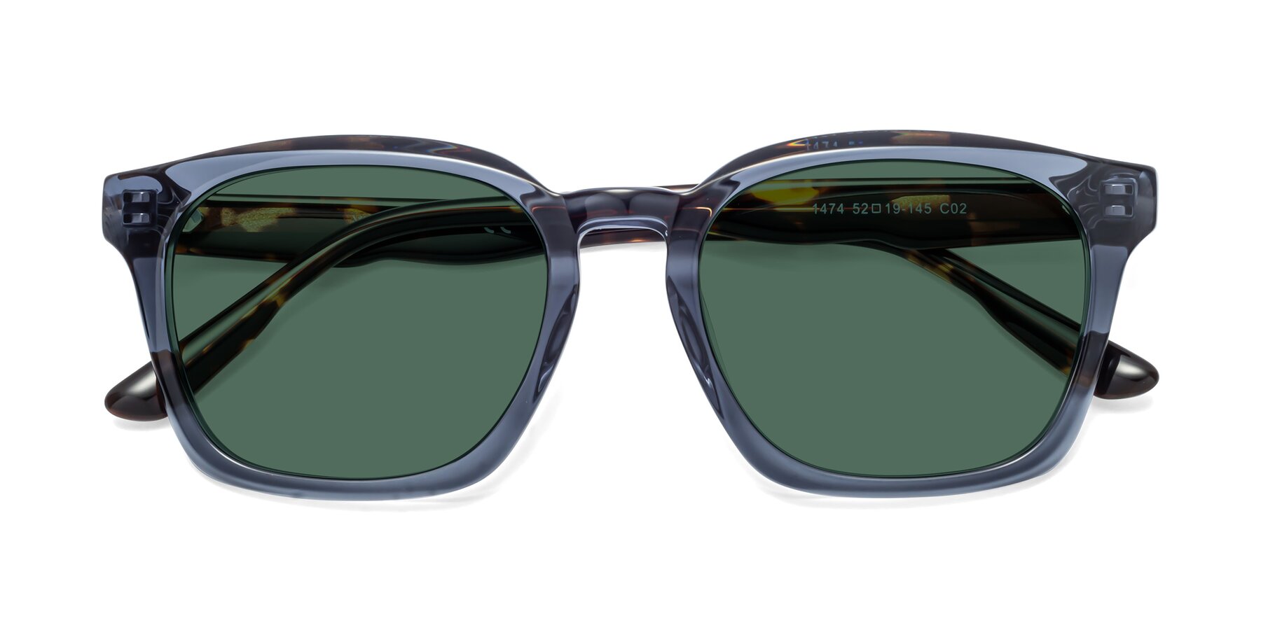Folded Front of 1474 in Faded Blue with Green Polarized Lenses