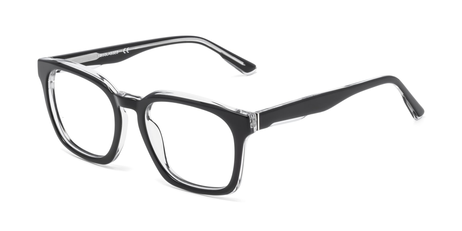 Angle of 1474 in Black-Clear with Clear Eyeglass Lenses