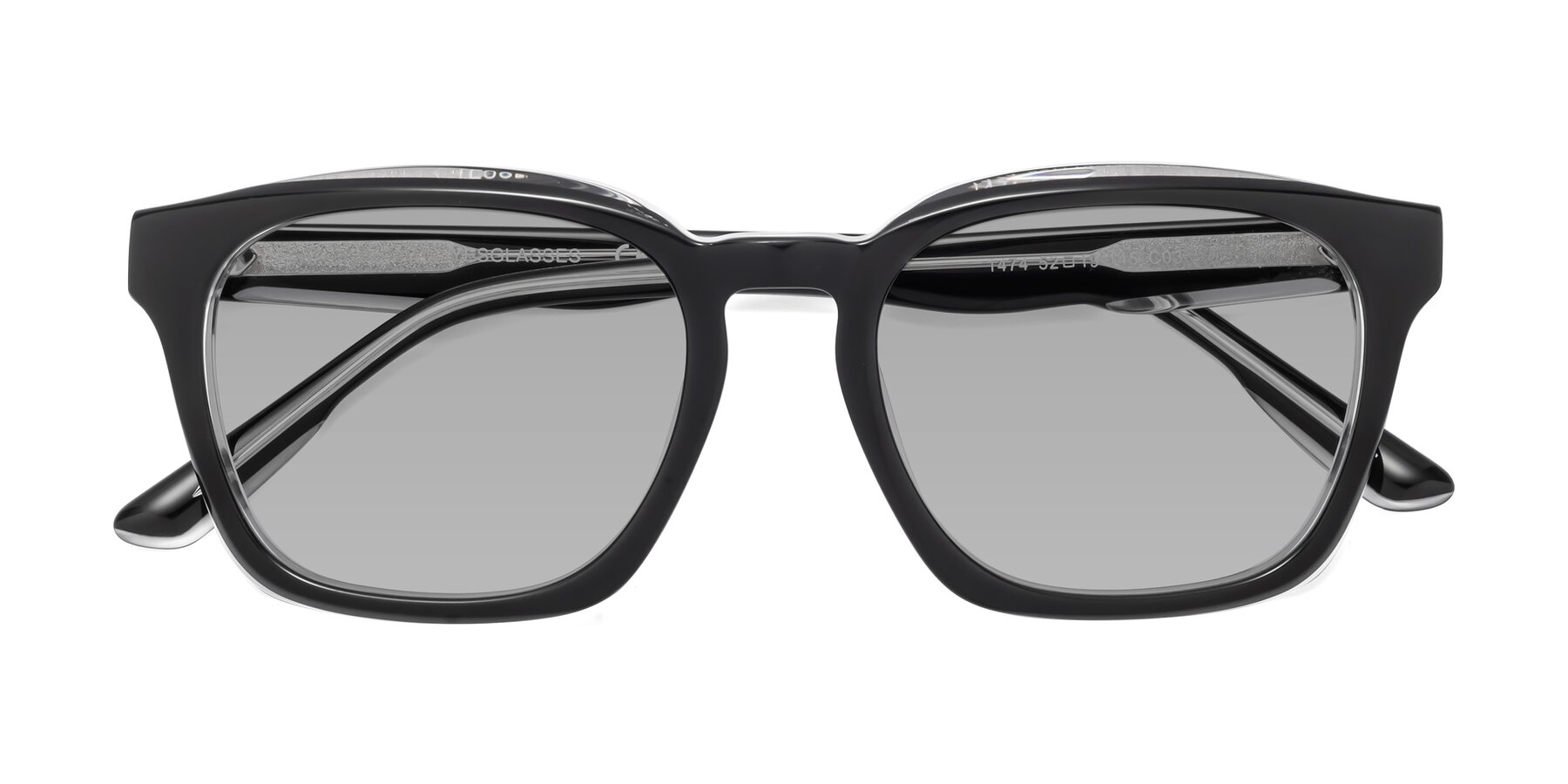 Folded Front of 1474 in Black-Clear with Light Gray Tinted Lenses