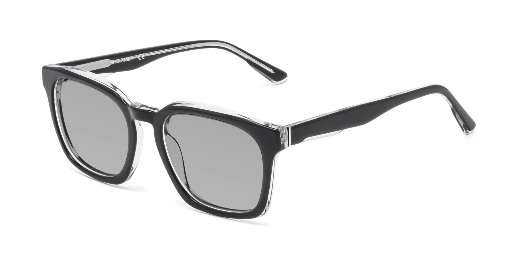 Angle of 1474 in Black-Clear with Light Gray Tinted Lenses