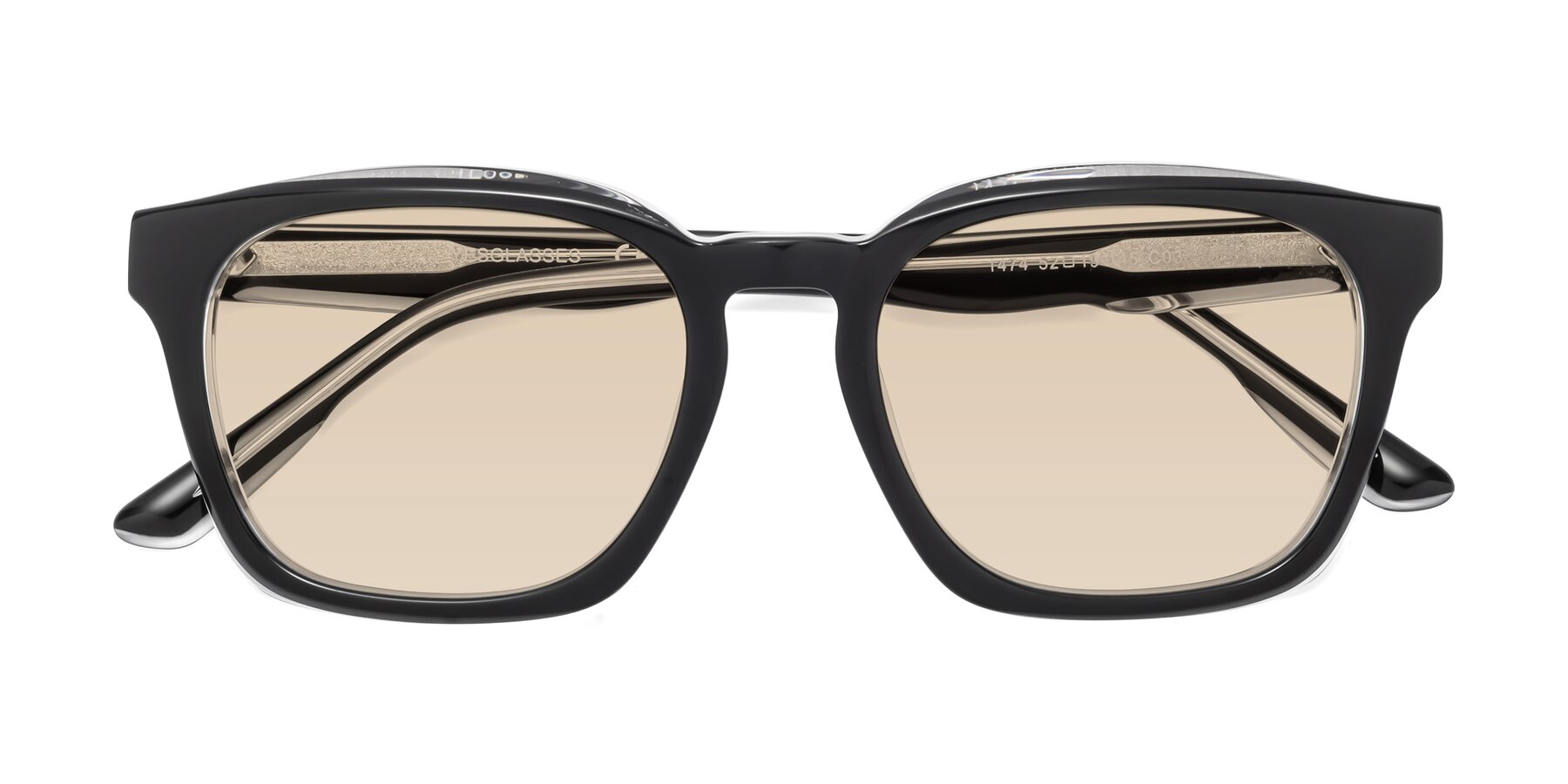 Folded Front of 1474 in Black-Clear with Light Brown Tinted Lenses