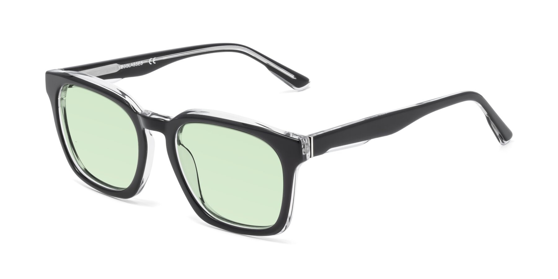Angle of 1474 in Black-Clear with Light Green Tinted Lenses