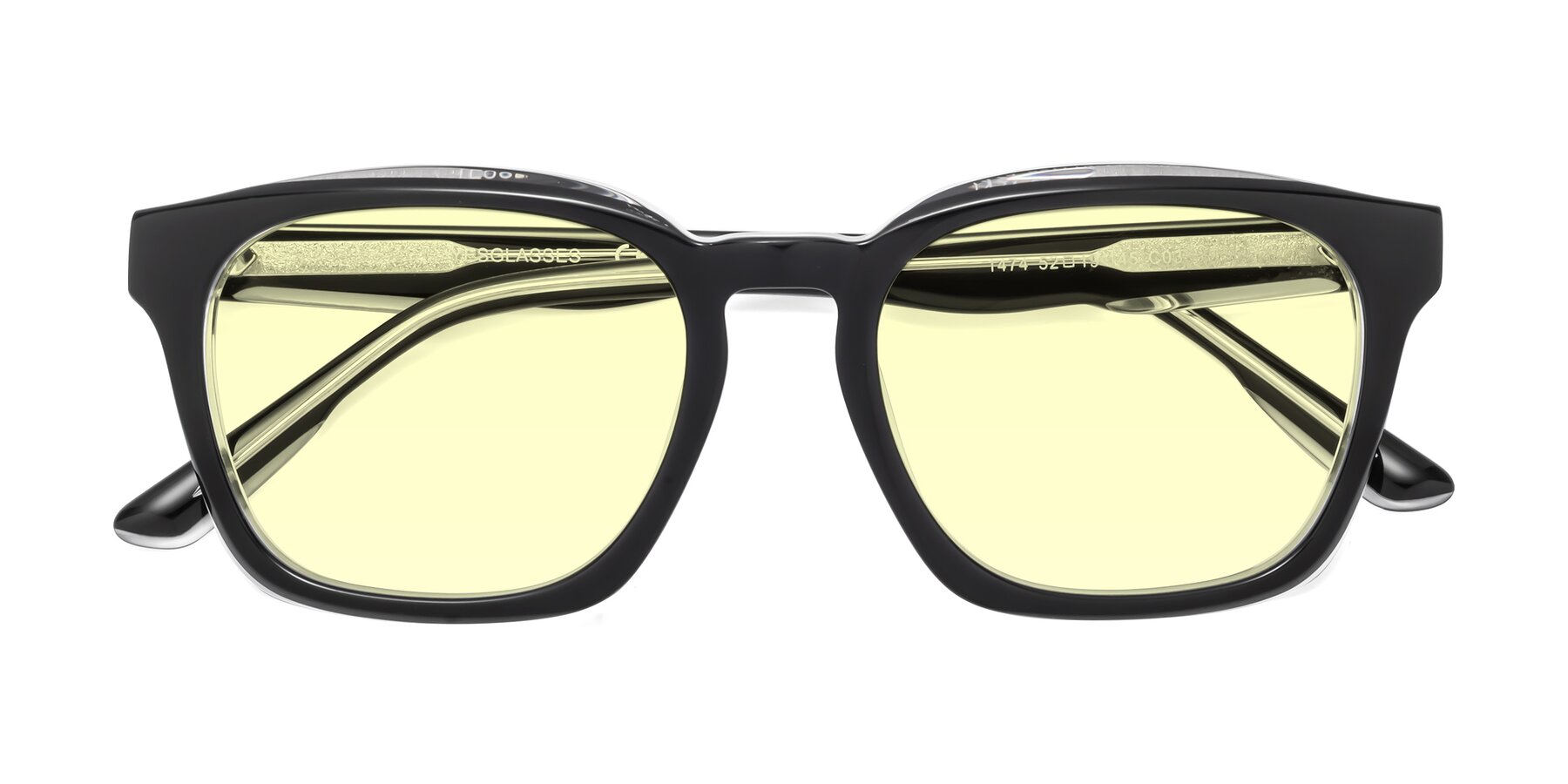 Folded Front of 1474 in Black-Clear with Light Yellow Tinted Lenses
