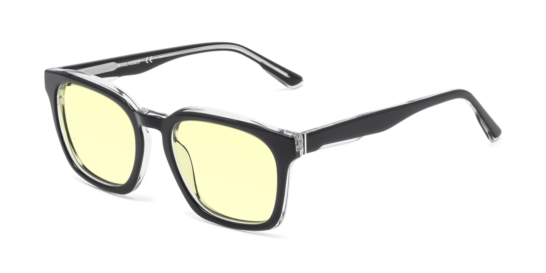 Angle of 1474 in Black-Clear with Light Yellow Tinted Lenses