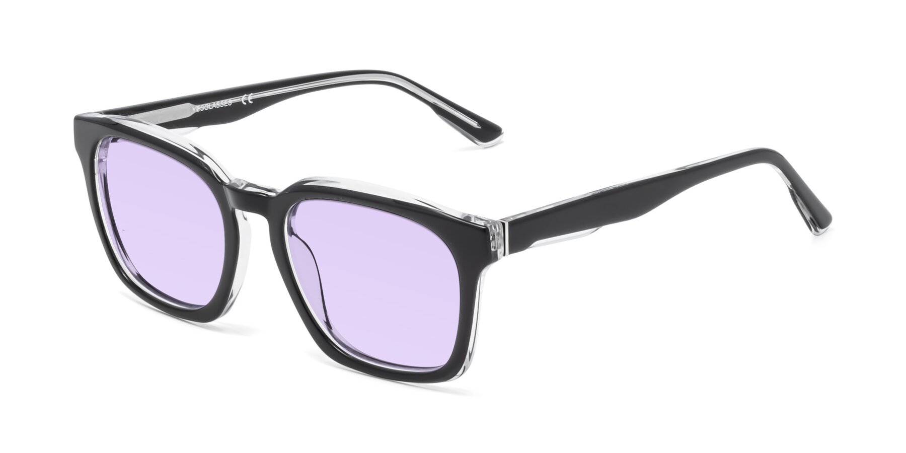 Angle of 1474 in Black-Clear with Light Purple Tinted Lenses