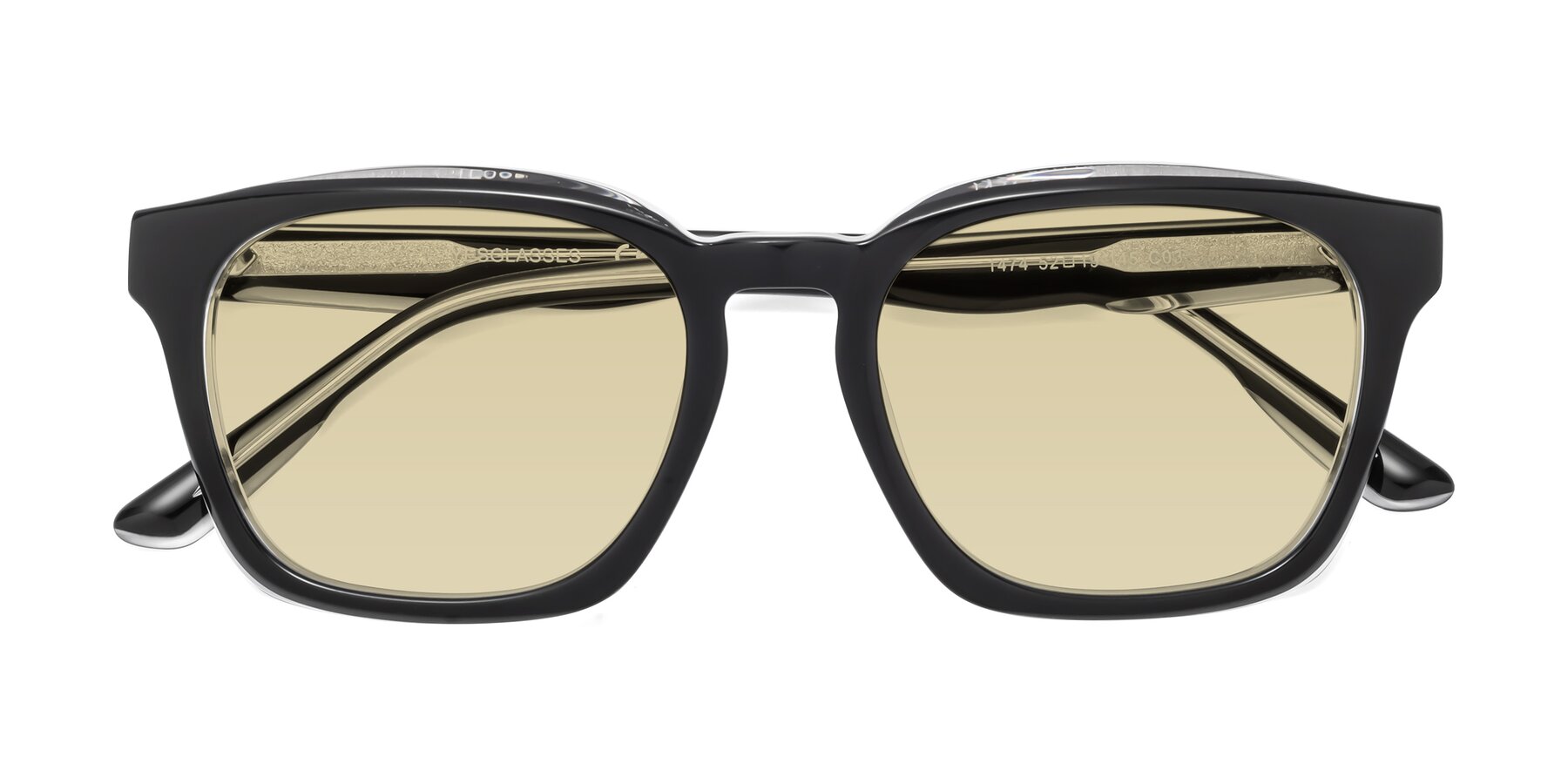 Folded Front of 1474 in Black-Clear with Light Champagne Tinted Lenses