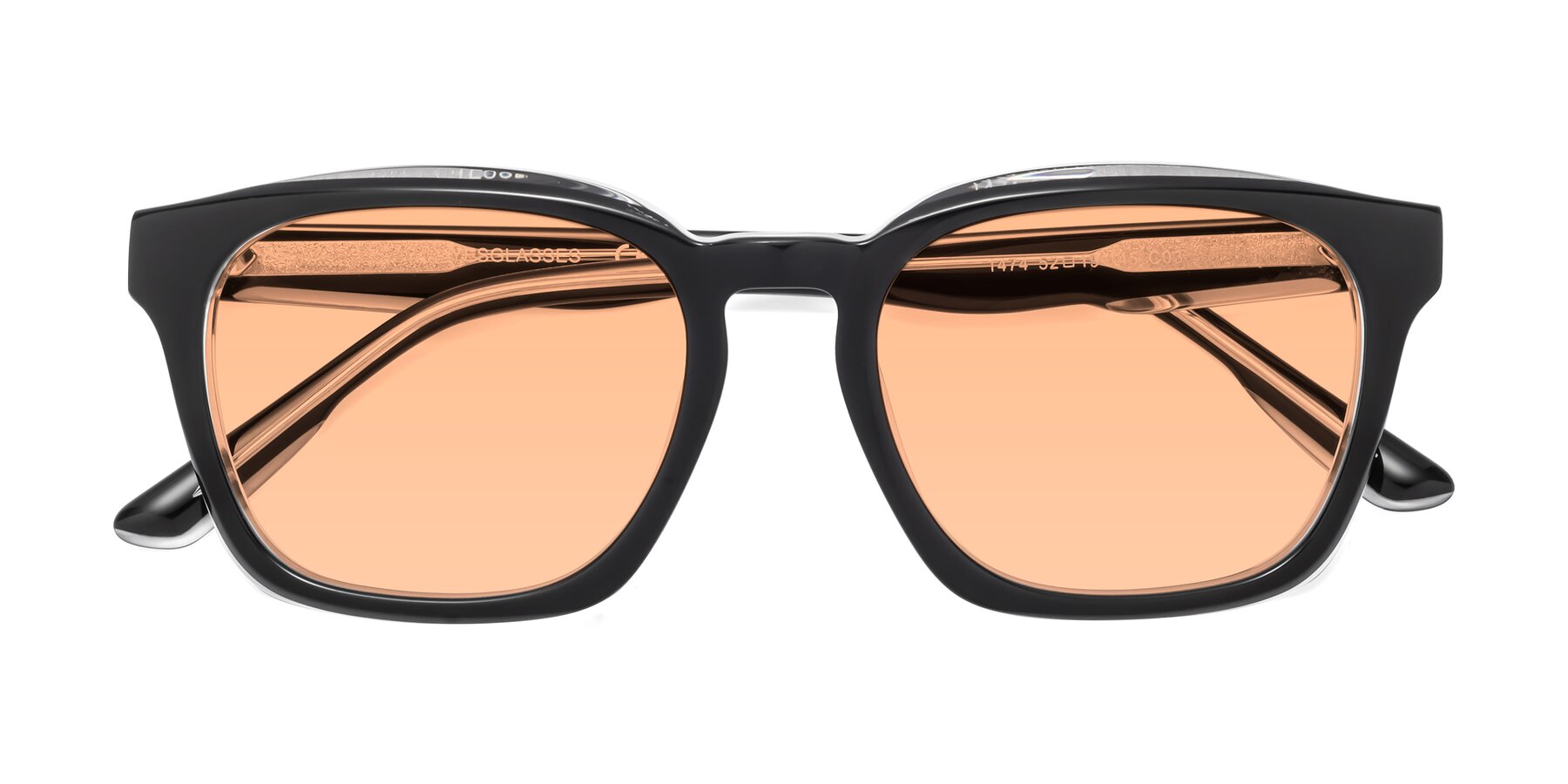 Folded Front of 1474 in Black-Clear with Light Orange Tinted Lenses