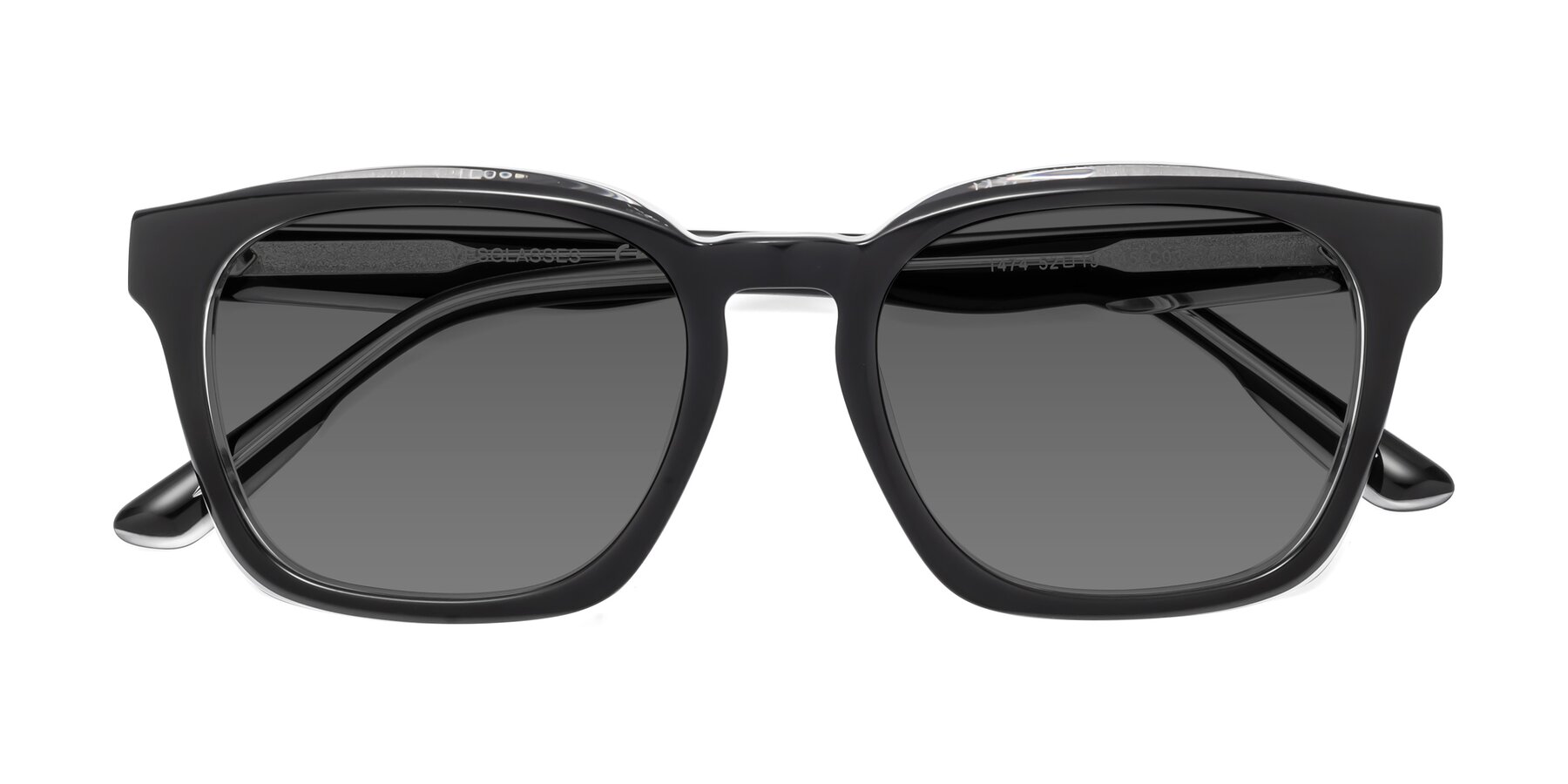 Folded Front of 1474 in Black-Clear with Medium Gray Tinted Lenses