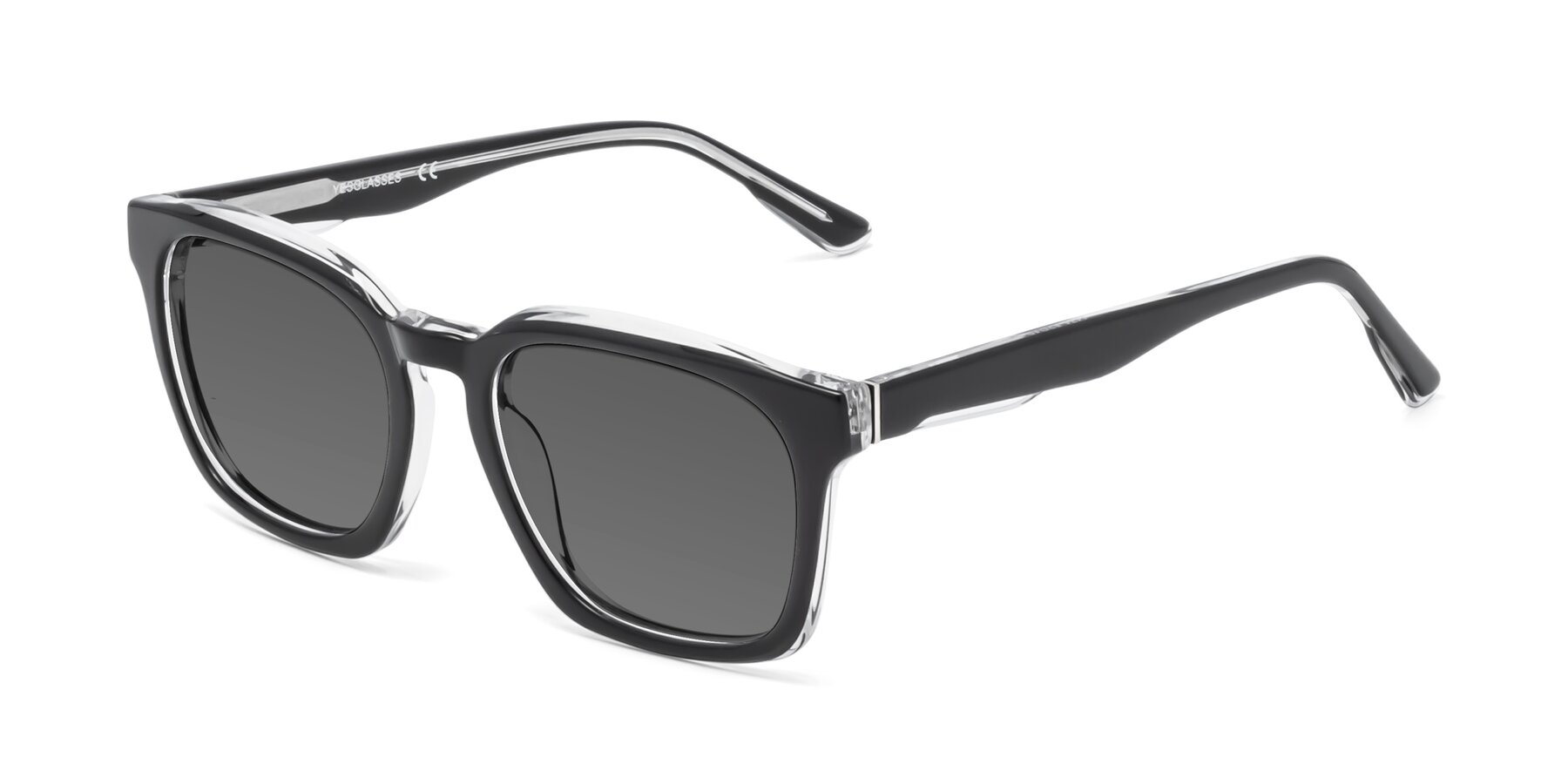 Angle of 1474 in Black-Clear with Medium Gray Tinted Lenses