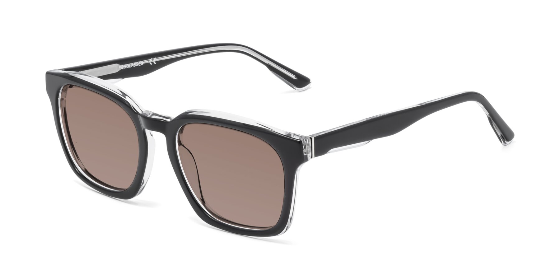 Angle of 1474 in Black-Clear with Medium Brown Tinted Lenses