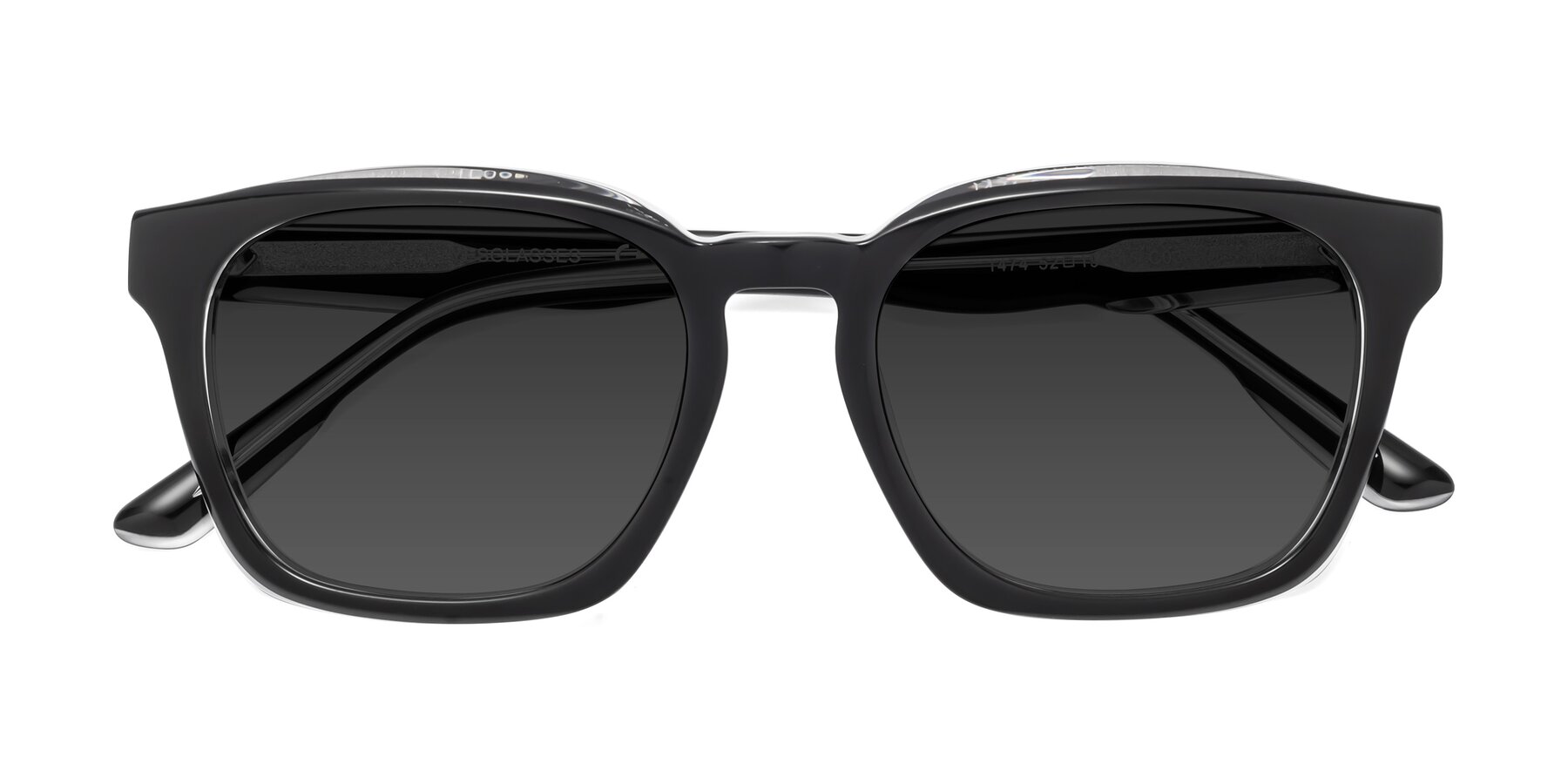 Folded Front of 1474 in Black-Clear with Gray Tinted Lenses