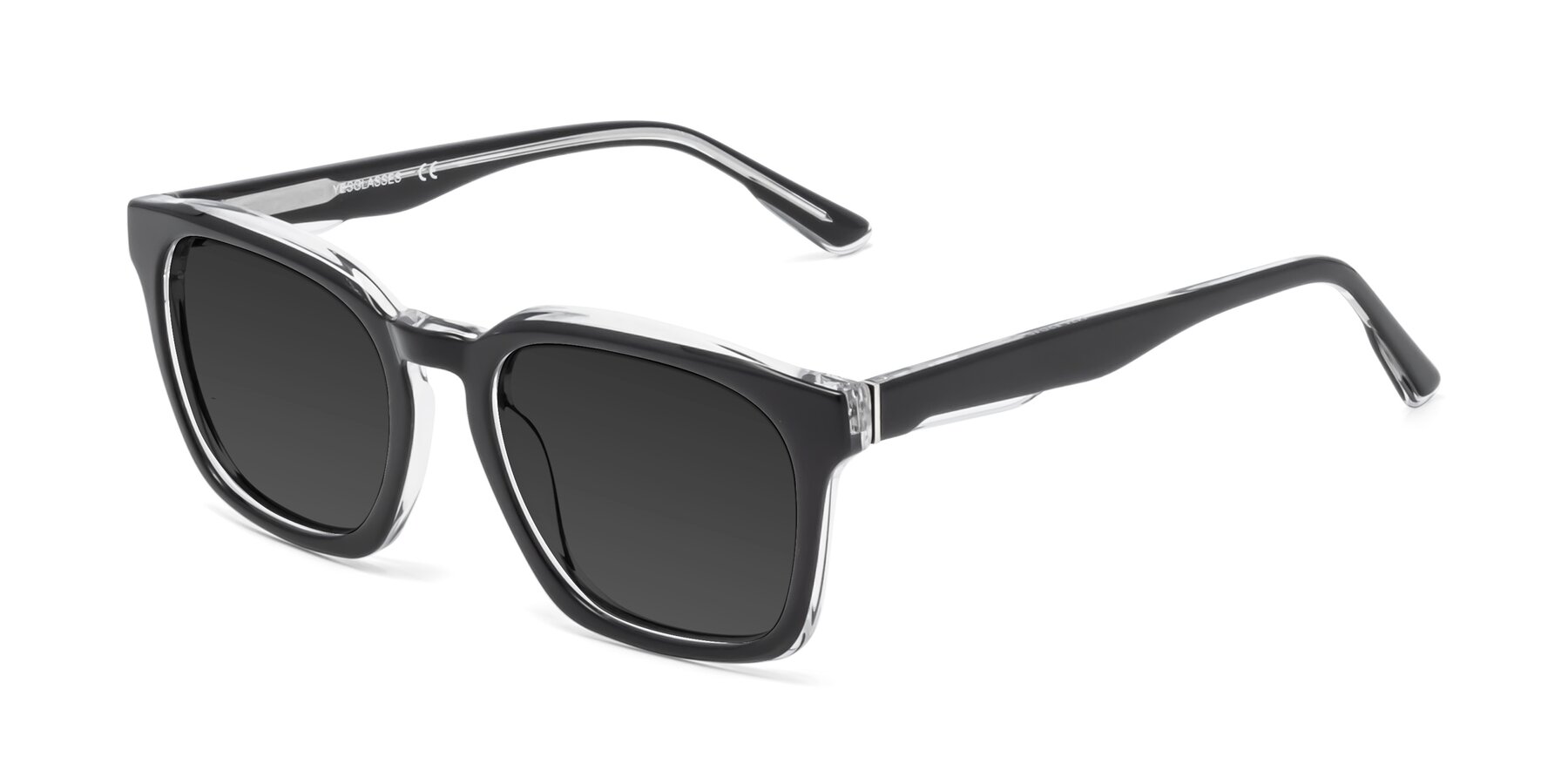 Angle of 1474 in Black-Clear with Gray Tinted Lenses