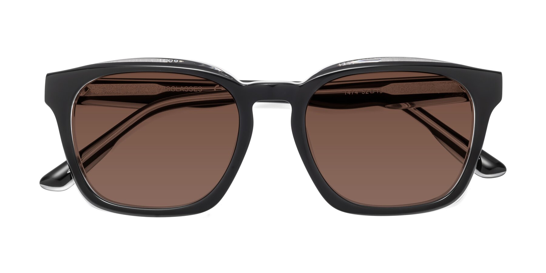 Folded Front of 1474 in Black-Clear with Brown Tinted Lenses