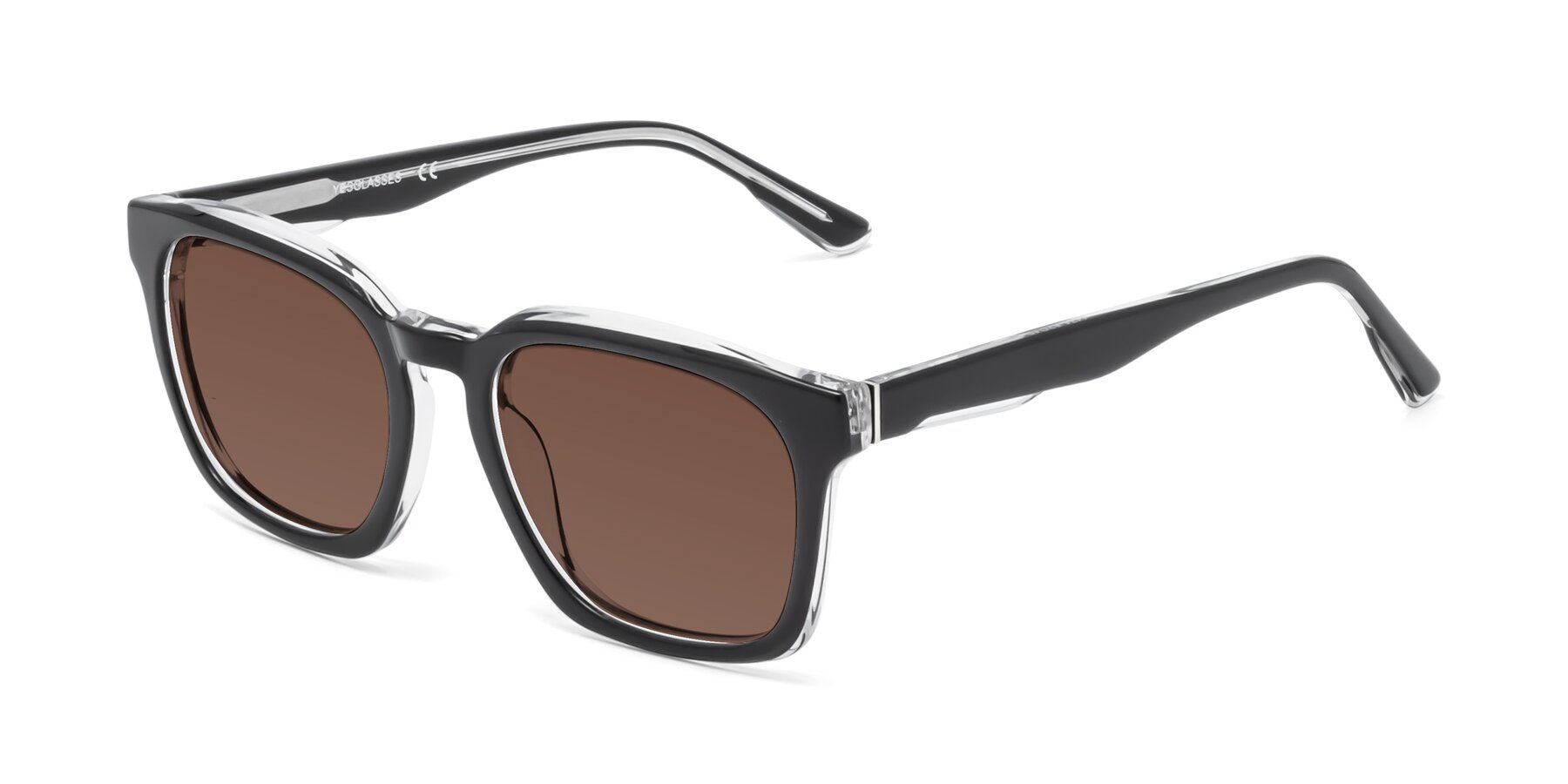 Angle of 1474 in Black-Clear with Brown Tinted Lenses