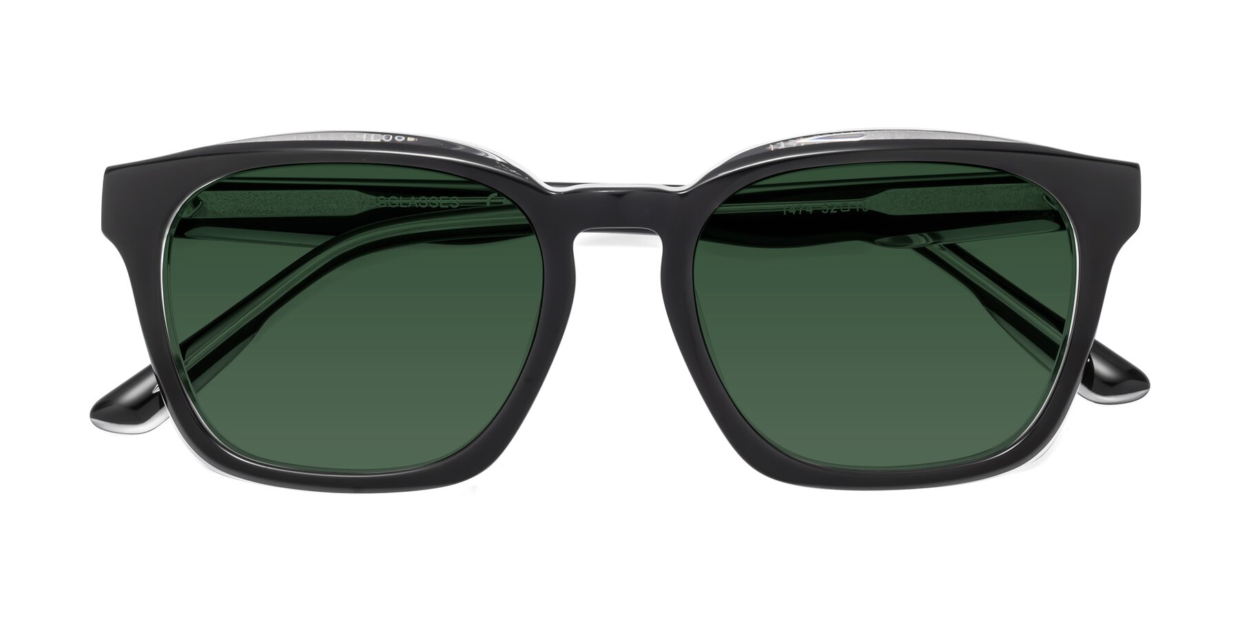 Folded Front of 1474 in Black-Clear with Green Tinted Lenses