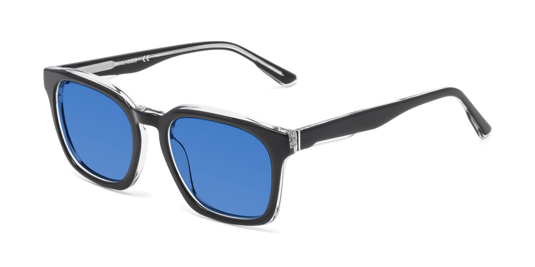 Angle of 1474 in Black-Clear with Blue Tinted Lenses