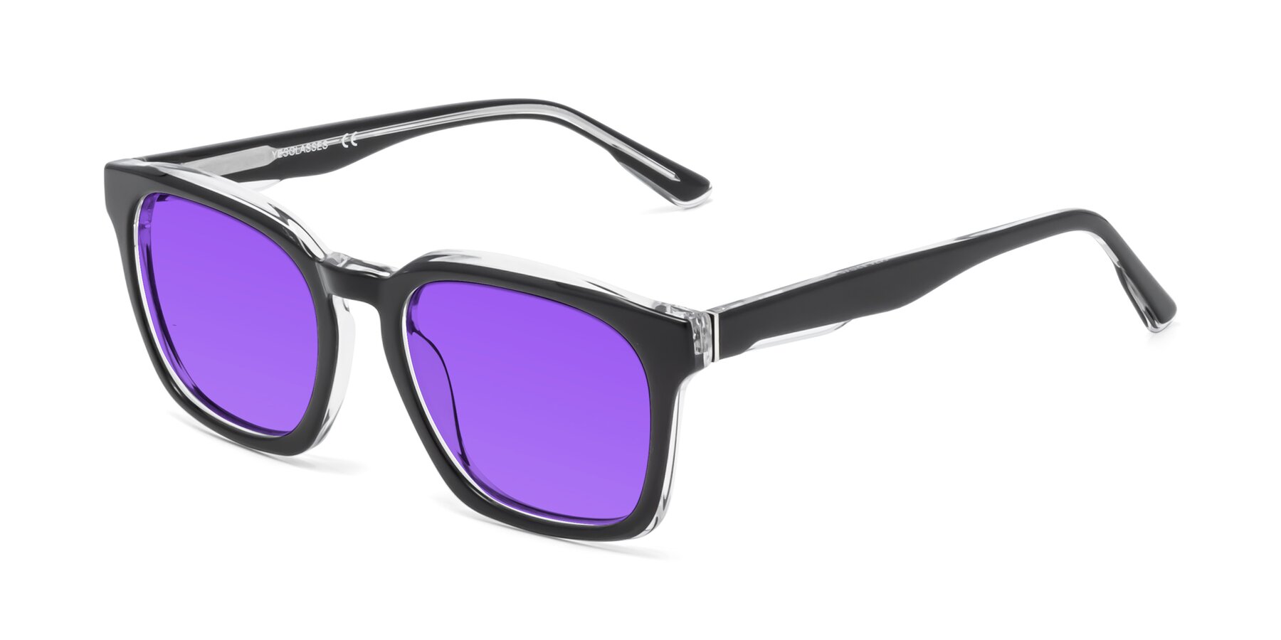 Angle of 1474 in Black-Clear with Purple Tinted Lenses