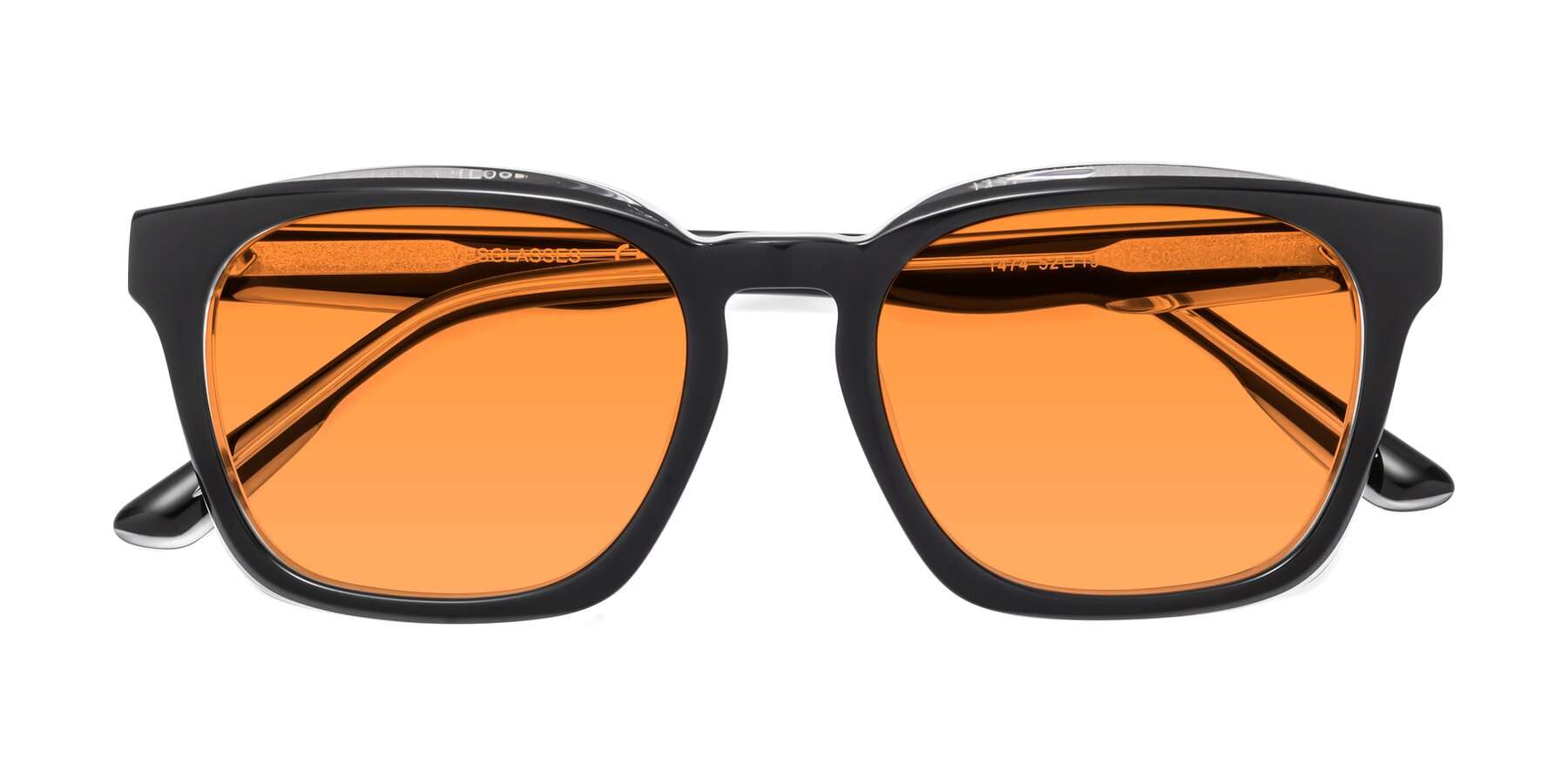Folded Front of 1474 in Black-Clear with Orange Tinted Lenses