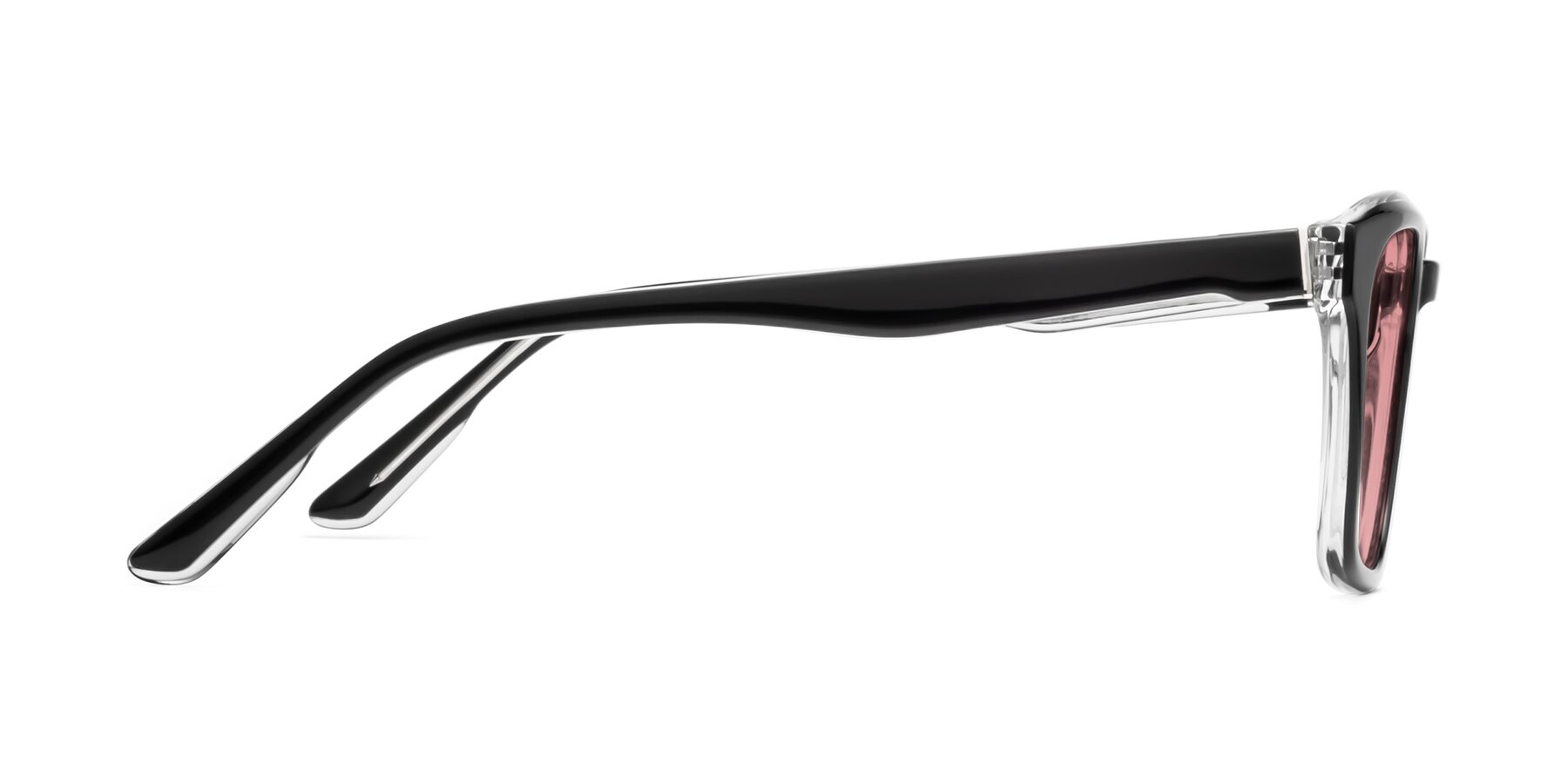 Side of 1474 in Black-Clear with Medium Garnet Tinted Lenses