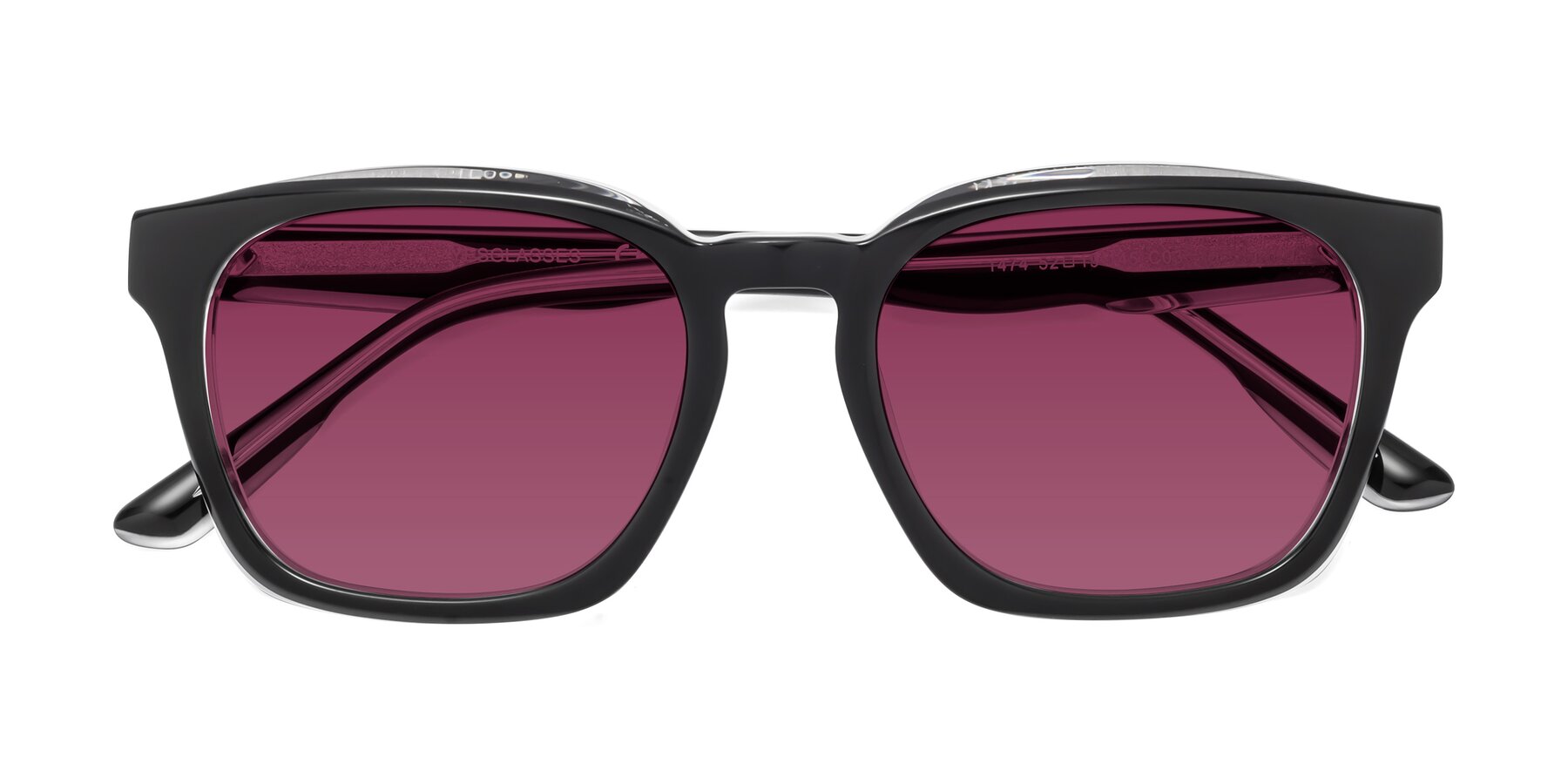 Folded Front of 1474 in Black-Clear with Wine Tinted Lenses