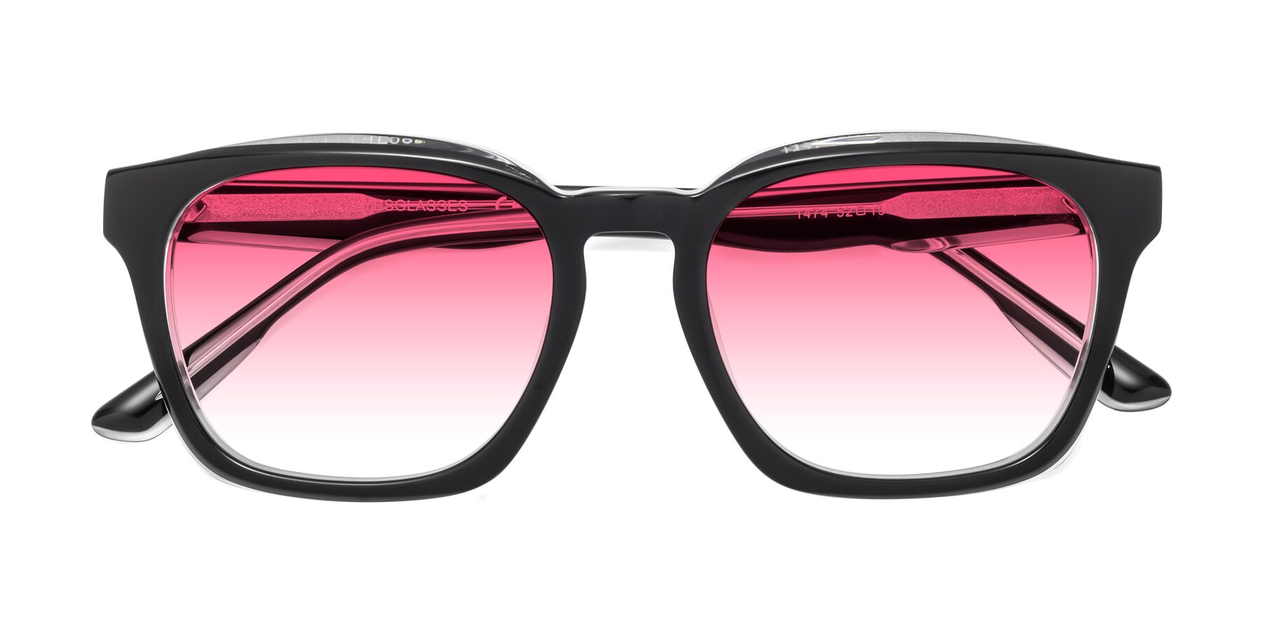 Folded Front of 1474 in Black-Clear with Pink Gradient Lenses