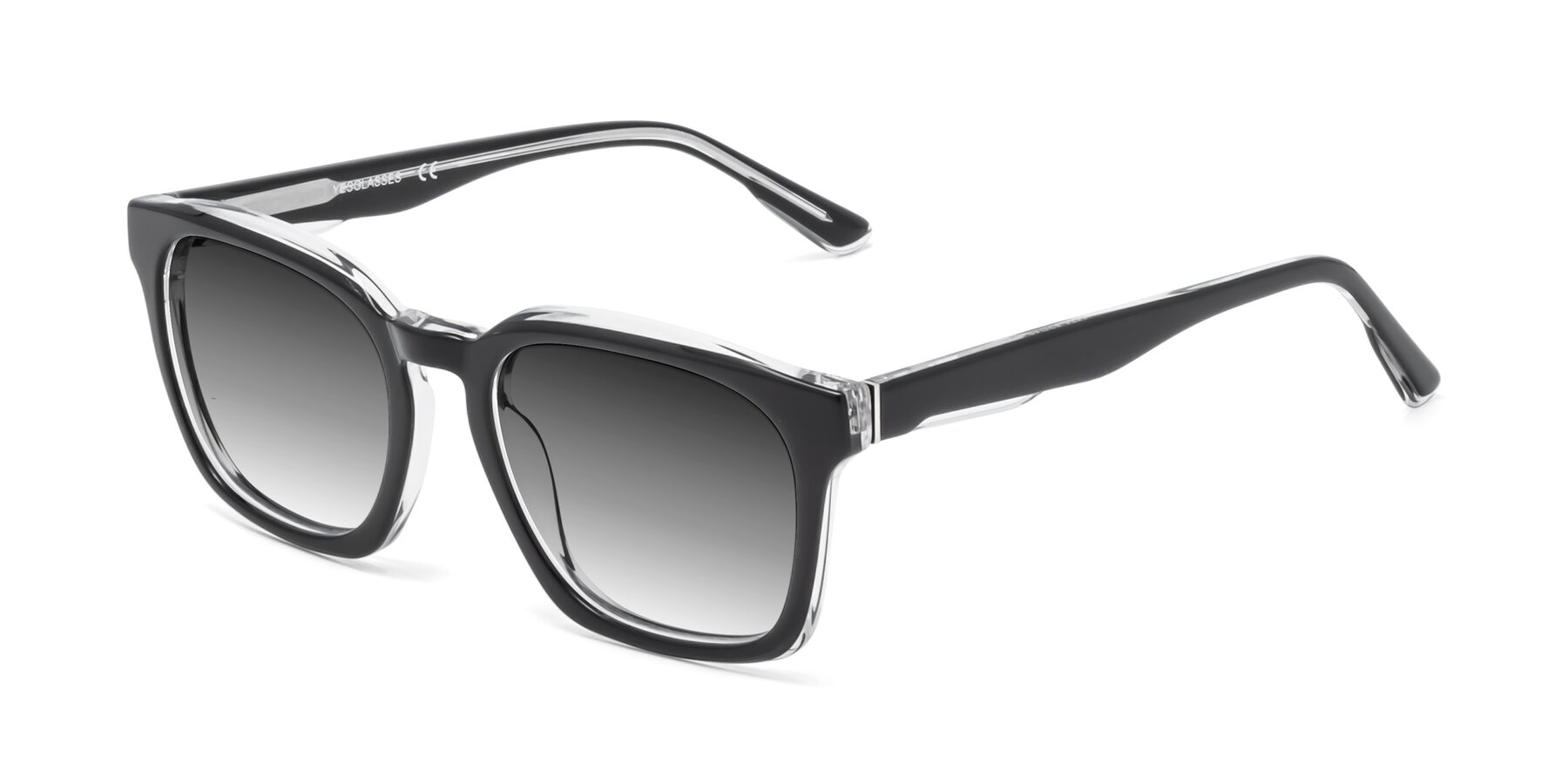 Angle of 1474 in Black-Clear with Gray Gradient Lenses