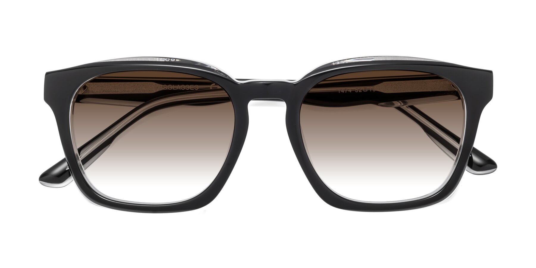Folded Front of 1474 in Black-Clear with Brown Gradient Lenses