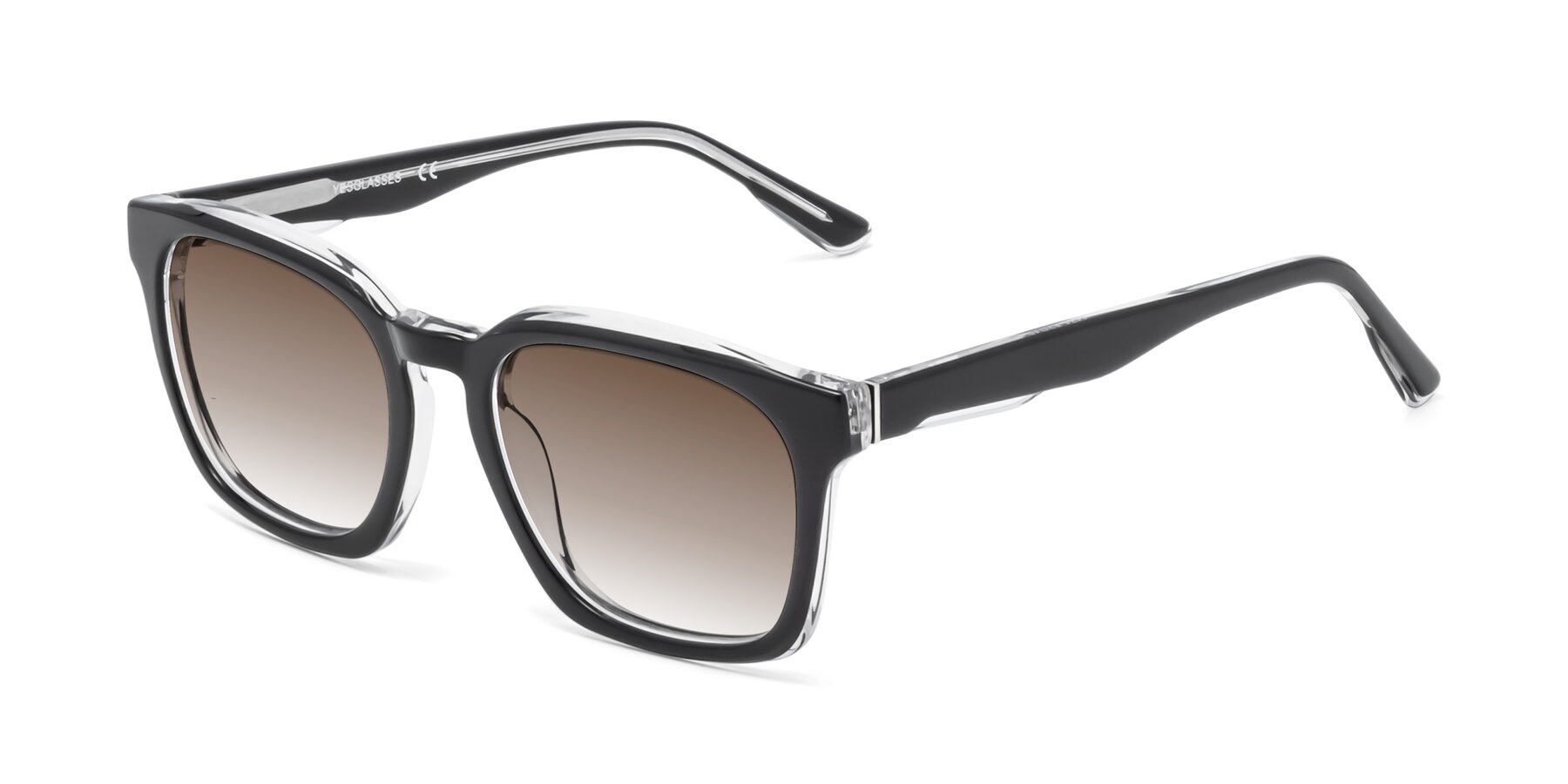 Angle of 1474 in Black-Clear with Brown Gradient Lenses