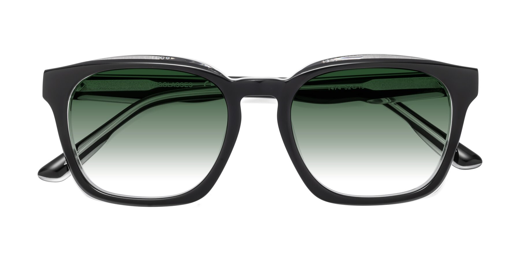 Folded Front of 1474 in Black-Clear with Green Gradient Lenses