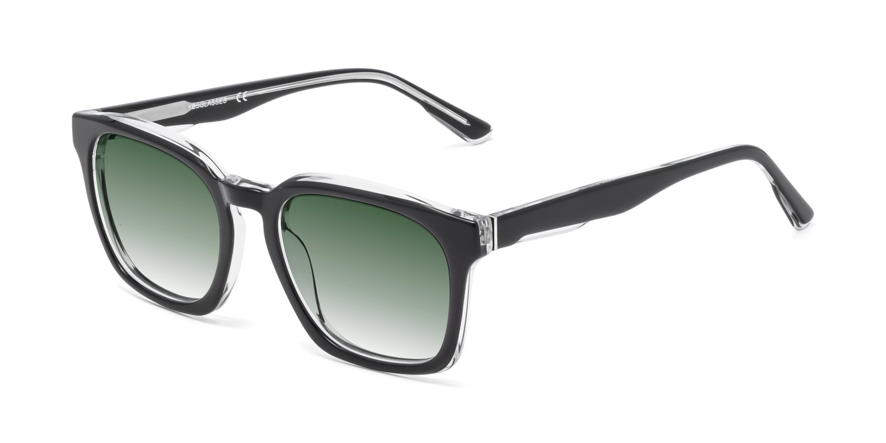 Angle of 1474 in Black-Clear with Green Gradient Lenses