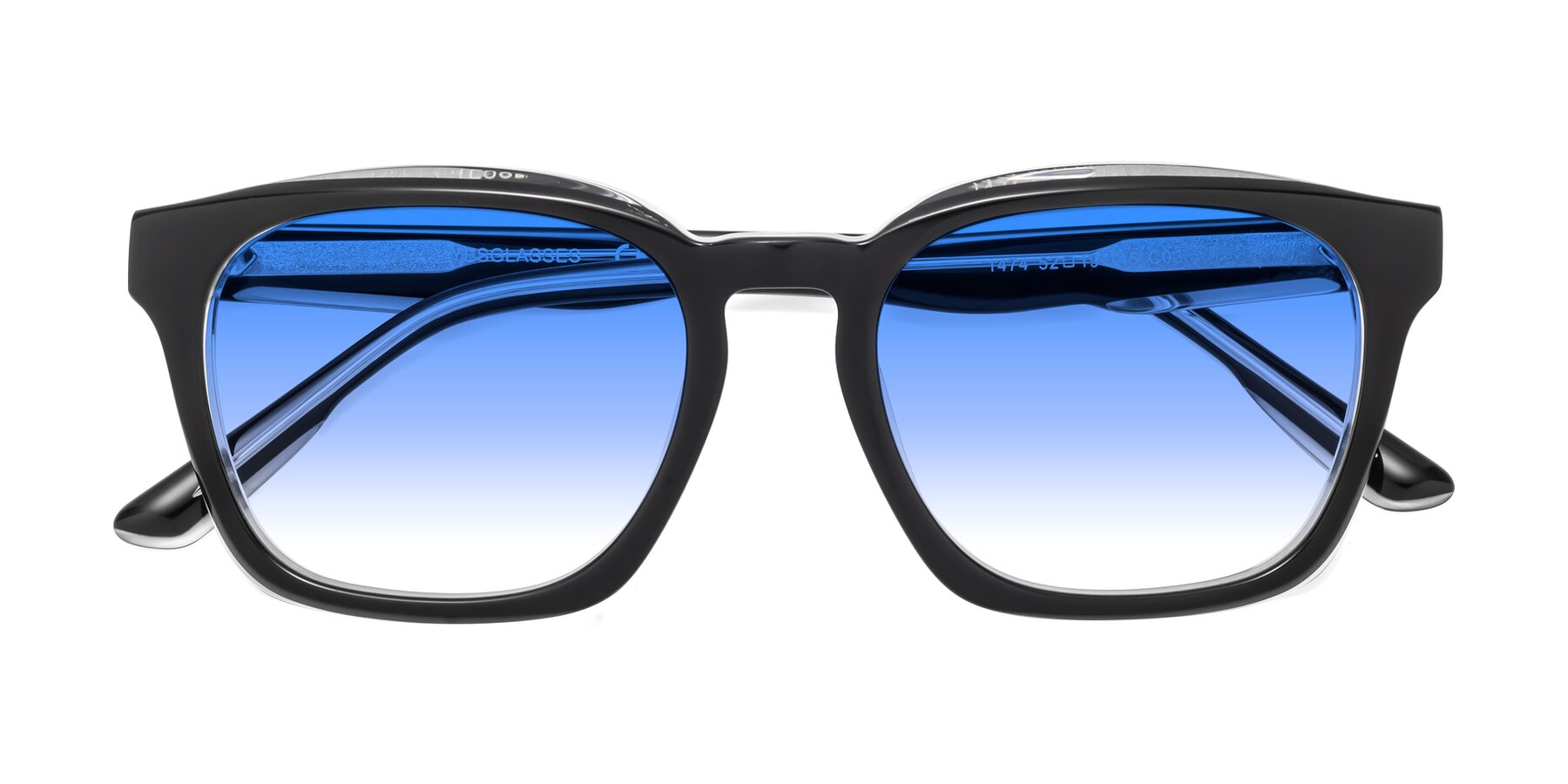 Folded Front of 1474 in Black-Clear with Blue Gradient Lenses