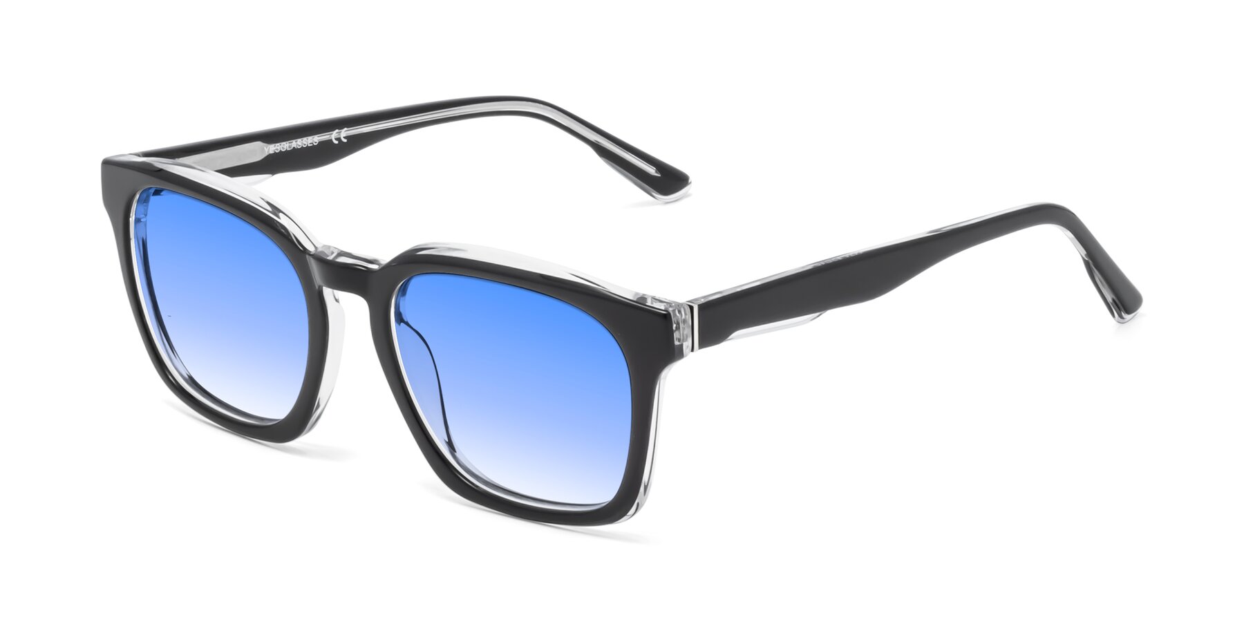 Angle of 1474 in Black-Clear with Blue Gradient Lenses